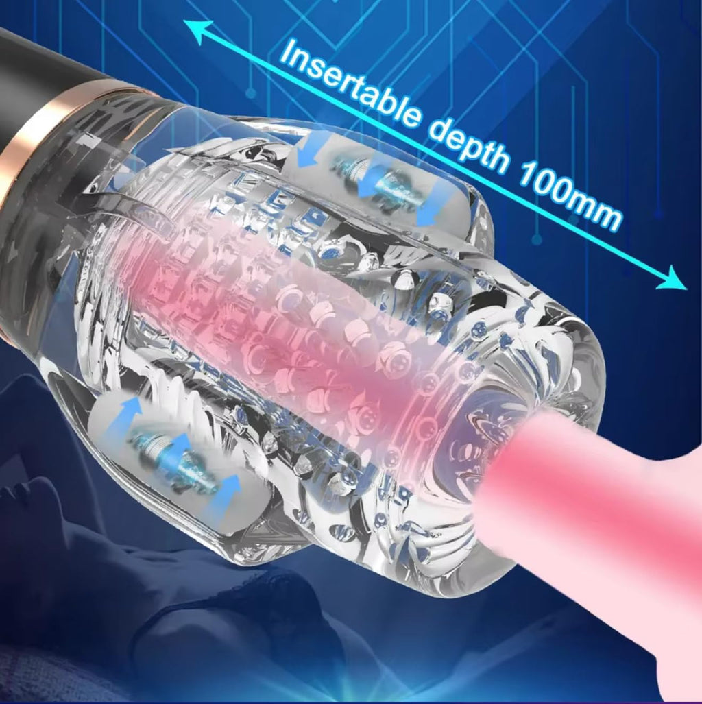 Mr. James™ Intelligent Telescopic Rotating Male Masturbator Cup – Automatic Suction & Vibration, Reusable TPE Sleeve, Adult Pleasure Device for Men