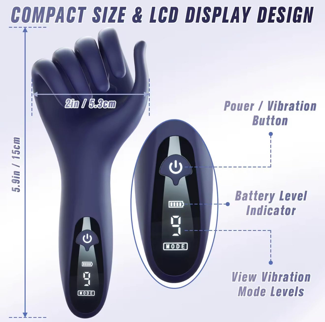 Mr. James – LCD Display Finger-Like Male Vibrator | Left & Right Hand Edition 9 Powerful Vibration Modes | Waterproof & USB Rechargeable | Unisex Pleasure Trainer