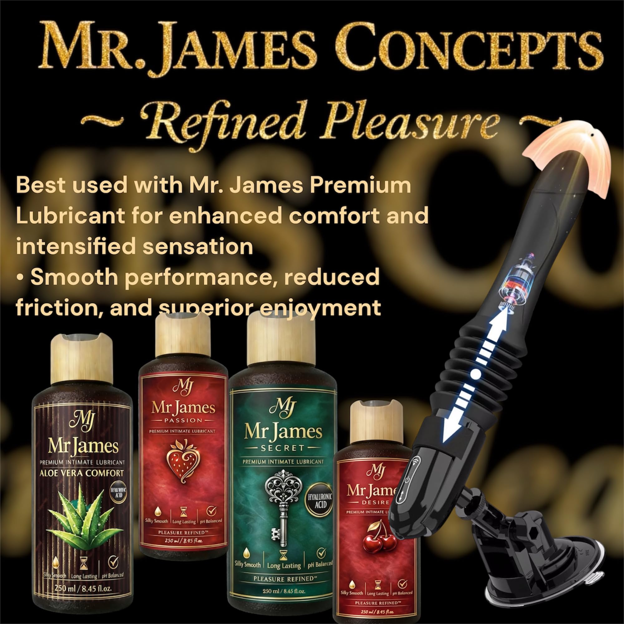 Mr. James™ Refined Pleasure 3-in-1 Telescopic Massager – 10 Vibration Modes | 3 Thrusting Speeds | Rotating Steel Ball | Waterproof | Rechargeable | Soft Silicone