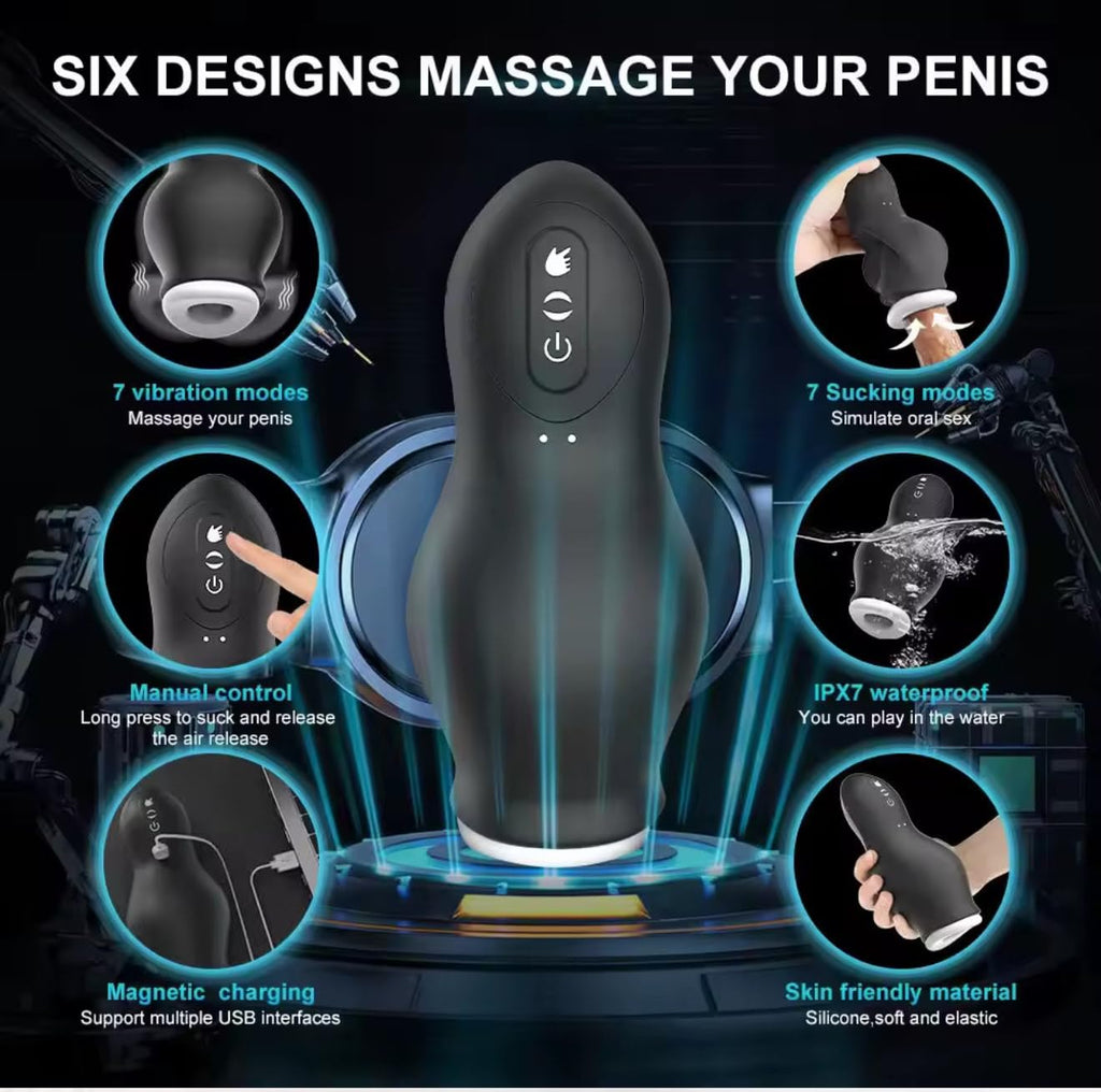 Mr. James™ Intelligent Telescopic Rotating Male Masturbator Cup – Automatic Suction & Vibration, Reusable TPE Sleeve, Adult Pleasure Device for Men