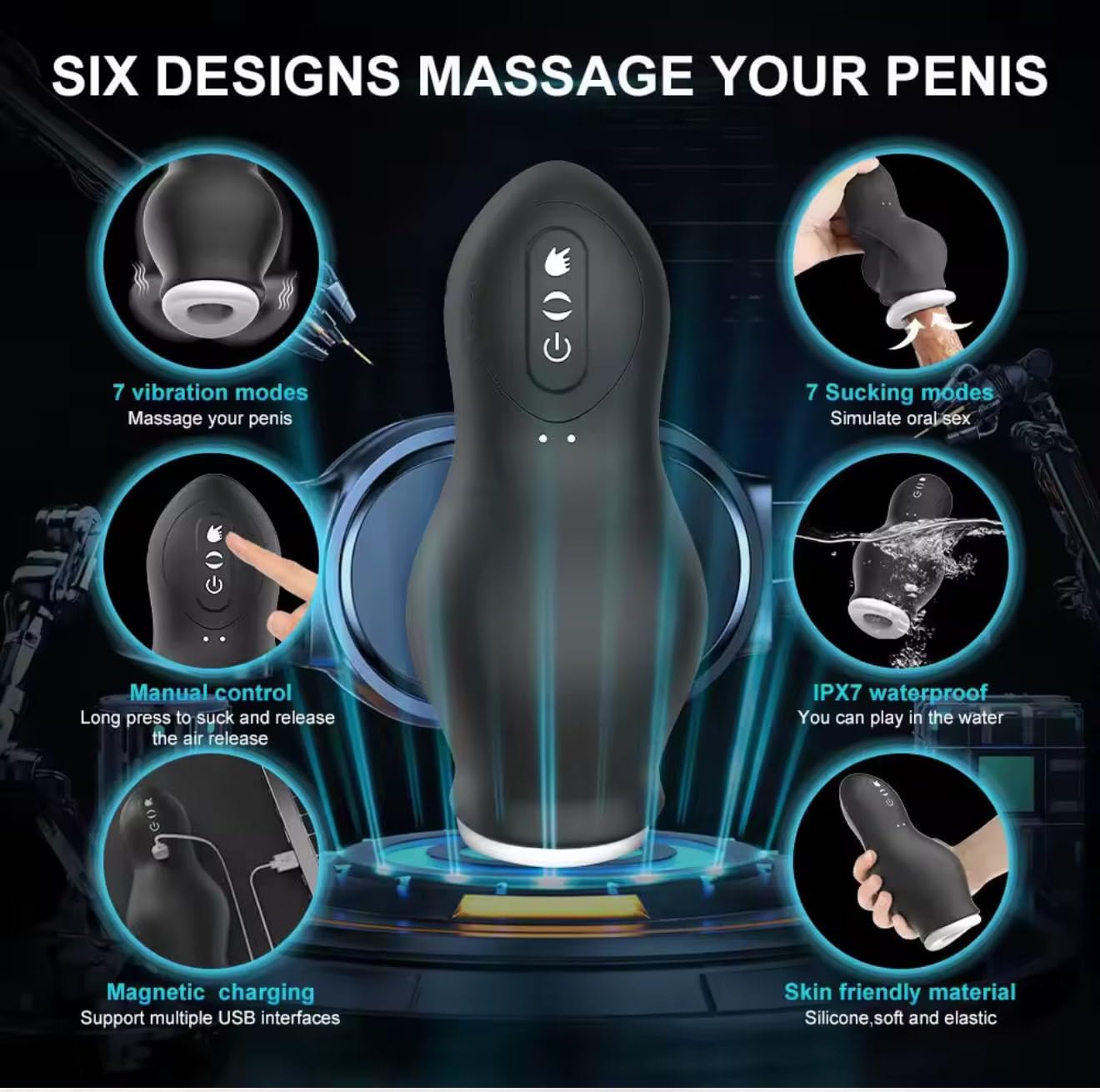 Mr. James™ Intelligent Telescopic Rotating Male Masturbator Cup – Automatic Suction & Vibration, Reusable TPE Sleeve, Adult Pleasure Device for Men