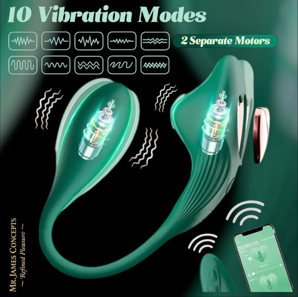 Mr. James™ Wearable Panty Vibrator – App Controlled Dual Stimulator, Clit + G-Spot/Anal, Magnetic Fit, Rechargeable, Waterproof, Couples Remote Sex Toy – Pleasure Refined