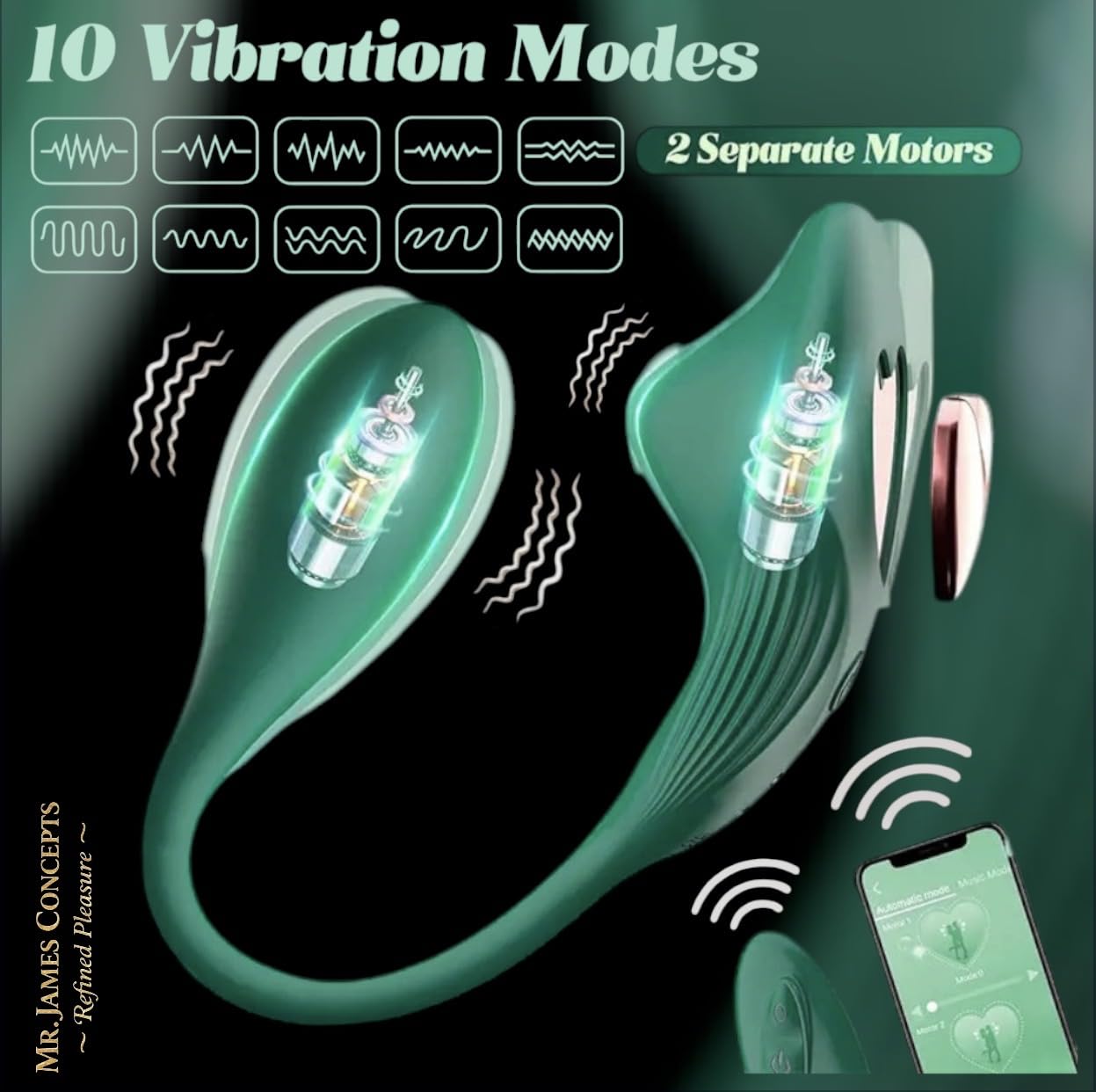 Mr. James™ Wearable Panty Vibrator – App Controlled Dual Stimulator, Clit + G-Spot/Anal, Magnetic Fit, Rechargeable, Waterproof, Couples Remote Sex Toy – Pleasure Refined