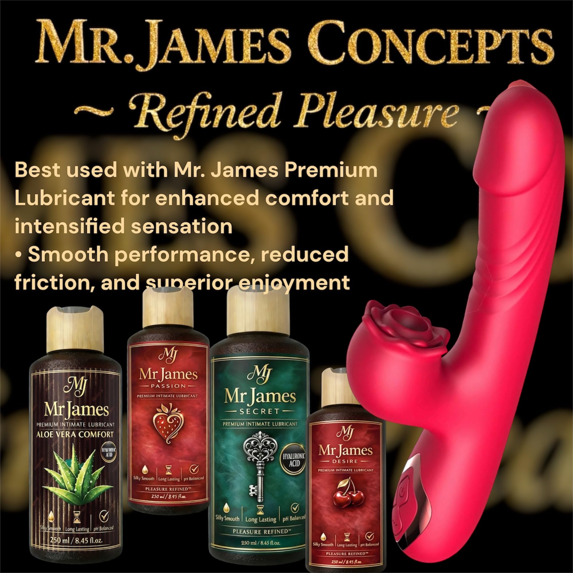 Mr. James 2-in-1 Rose Clitoral Vibrator – 9 Suction Modes, 3×7 Vibration Patterns, USB Rechargeable, Waterproof Silicone, G-Spot Toy – Pleasure Refined
