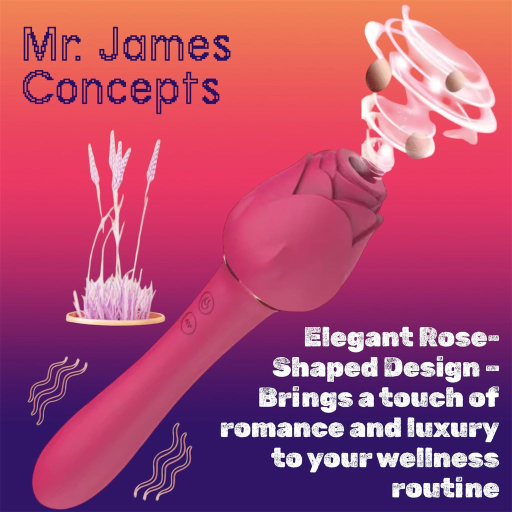 Mr. James Rośe Vibrator for Women – 10 Vibration Modes, Clitoral & G-Spot Stimulation, Tongue-Like Suction, USB Rechargeable, IPX7 Waterproof – Elegant Spa-Style Silicone Massager