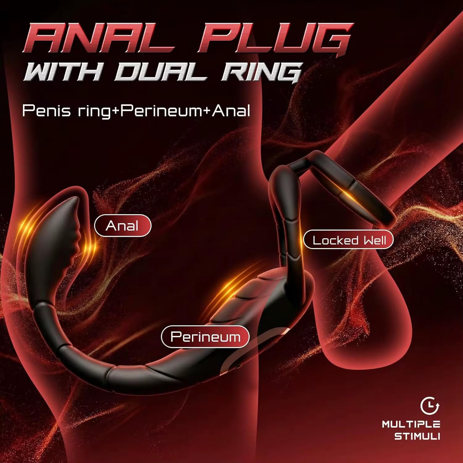 Mr. James Concepts APP & Wireless Remote Control Dual Stimulation Massager with Ring for Couples – 10 Vibration Modes, Magnetic USB Charging, Soft Silicone, Ergonomic Fit – Black
