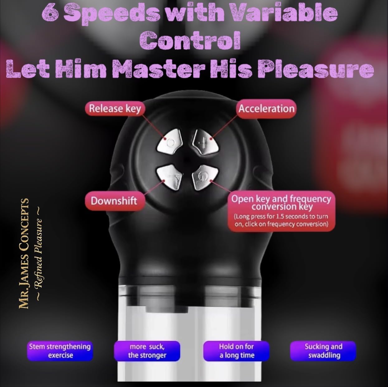 Mr. James Concepts Automatic Penis Pump – Water & Air Vacuum Training Device with 6 Suction Levels & 6 Modes | Rechargeable Male Performance & Wellness Device – Refined Pleasure Series