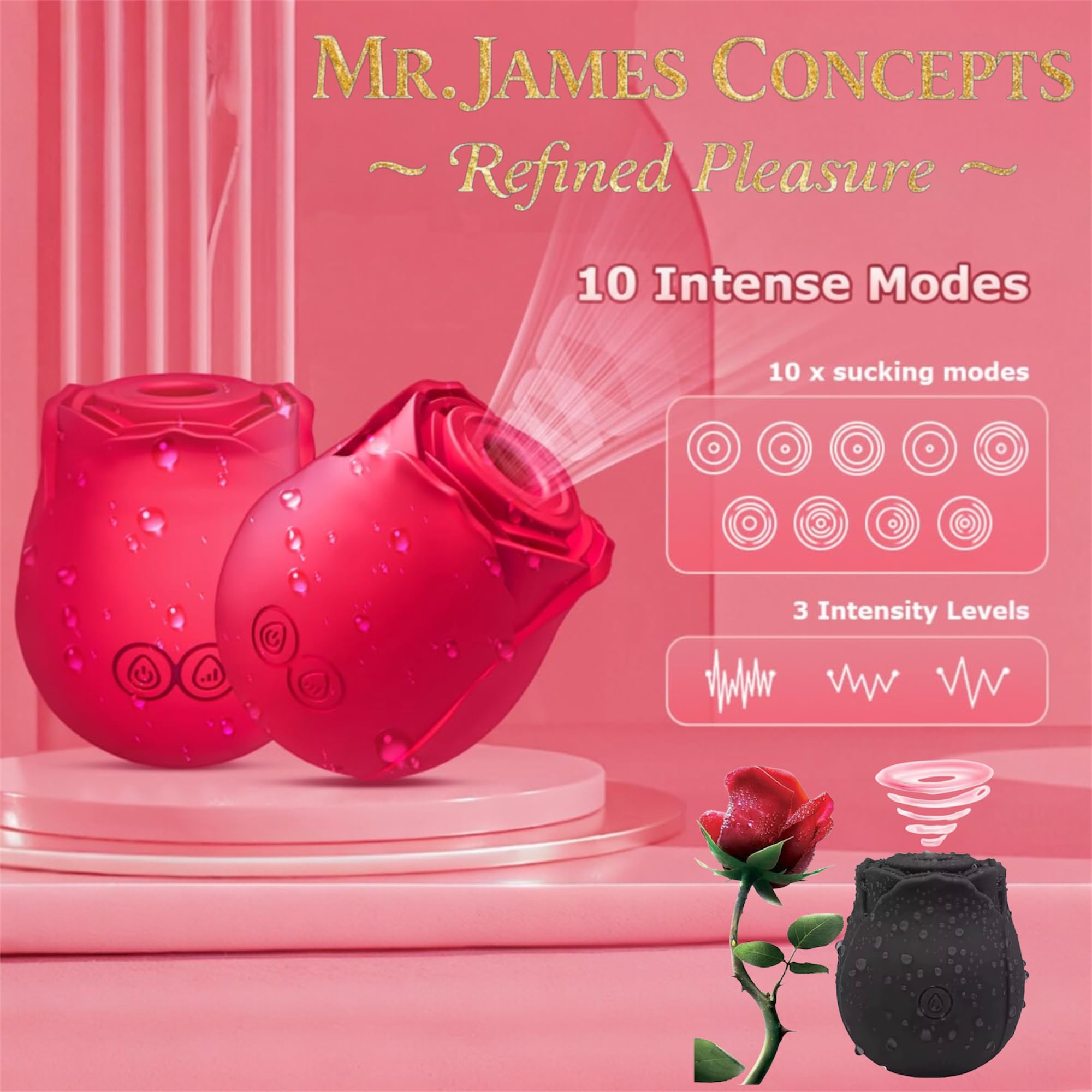 Mr. James™ Suction Vibrator – 10 Intense Suction Modes, Clitoral & Nipple Stimulator, Magnetic Rechargeable, Waterproof – Pleasure Refined