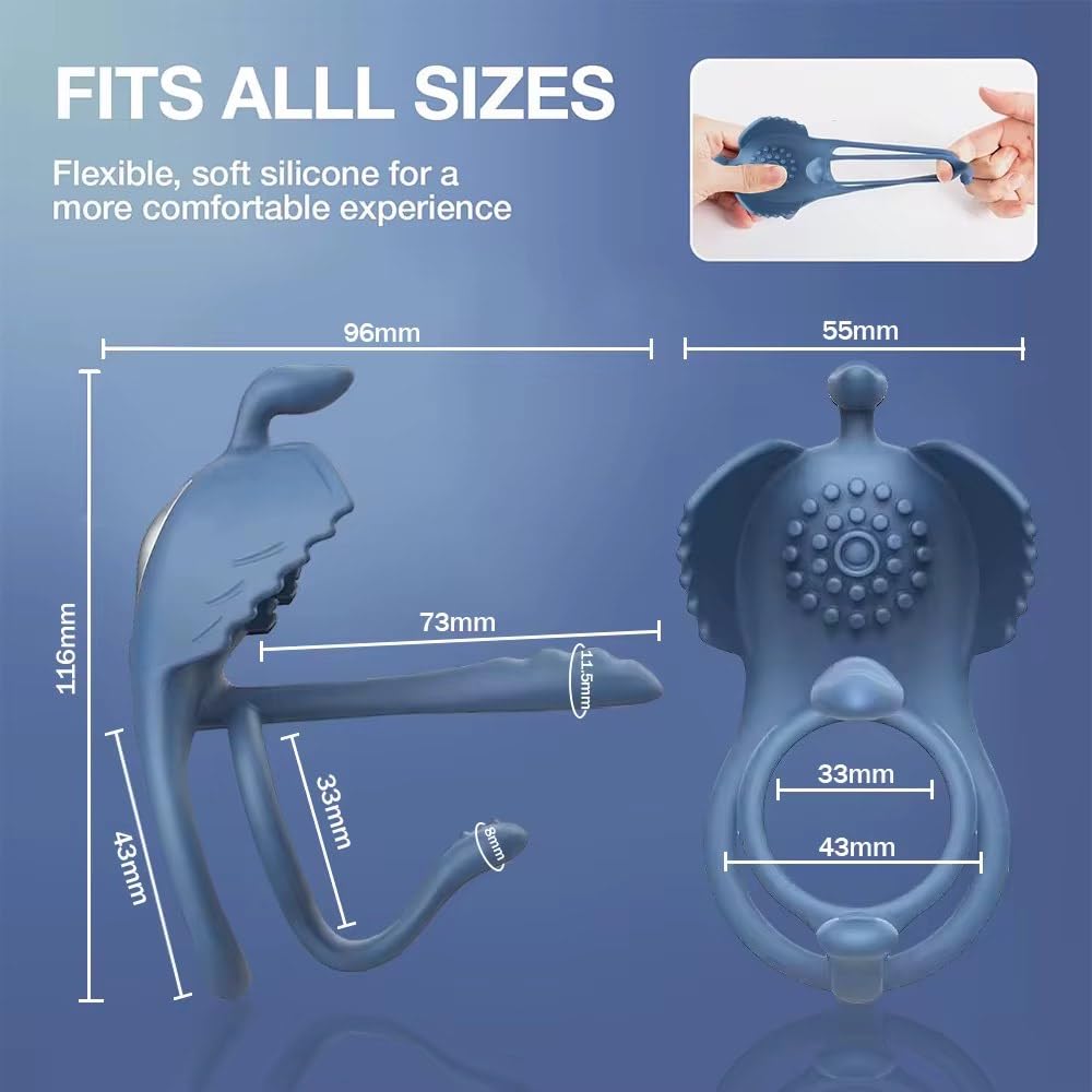 Mr James Concepts Wearable Dual Vibrator Ring – 10 Modes Prostate & Clitoral Stimulator, Waterproof, Soft Silicone, USB Rechargeable, Fits All, Couples Pleasure Toy