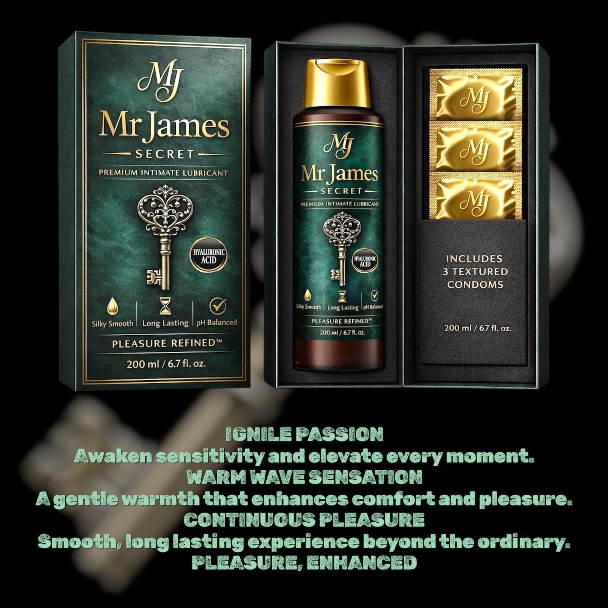 Water-Based Intimate Lubricant 250ml | Pleasure Refined™ with Hyaluronic Acid | Silky Smooth, Long-Lasting, pH Balanced | Premium Intimate Care