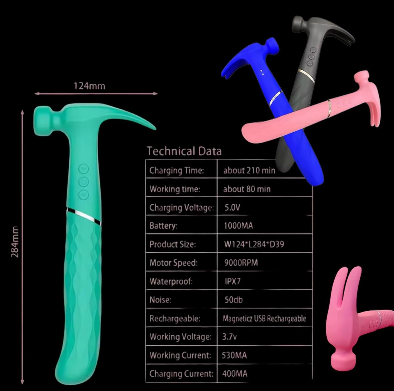 Mr. James™ Hammer Vibrator – Refined Pleasure Collection | Viral Social Media Design | 21 Functions | Waterproof, USB Rechargeable Silicone Massager for Women