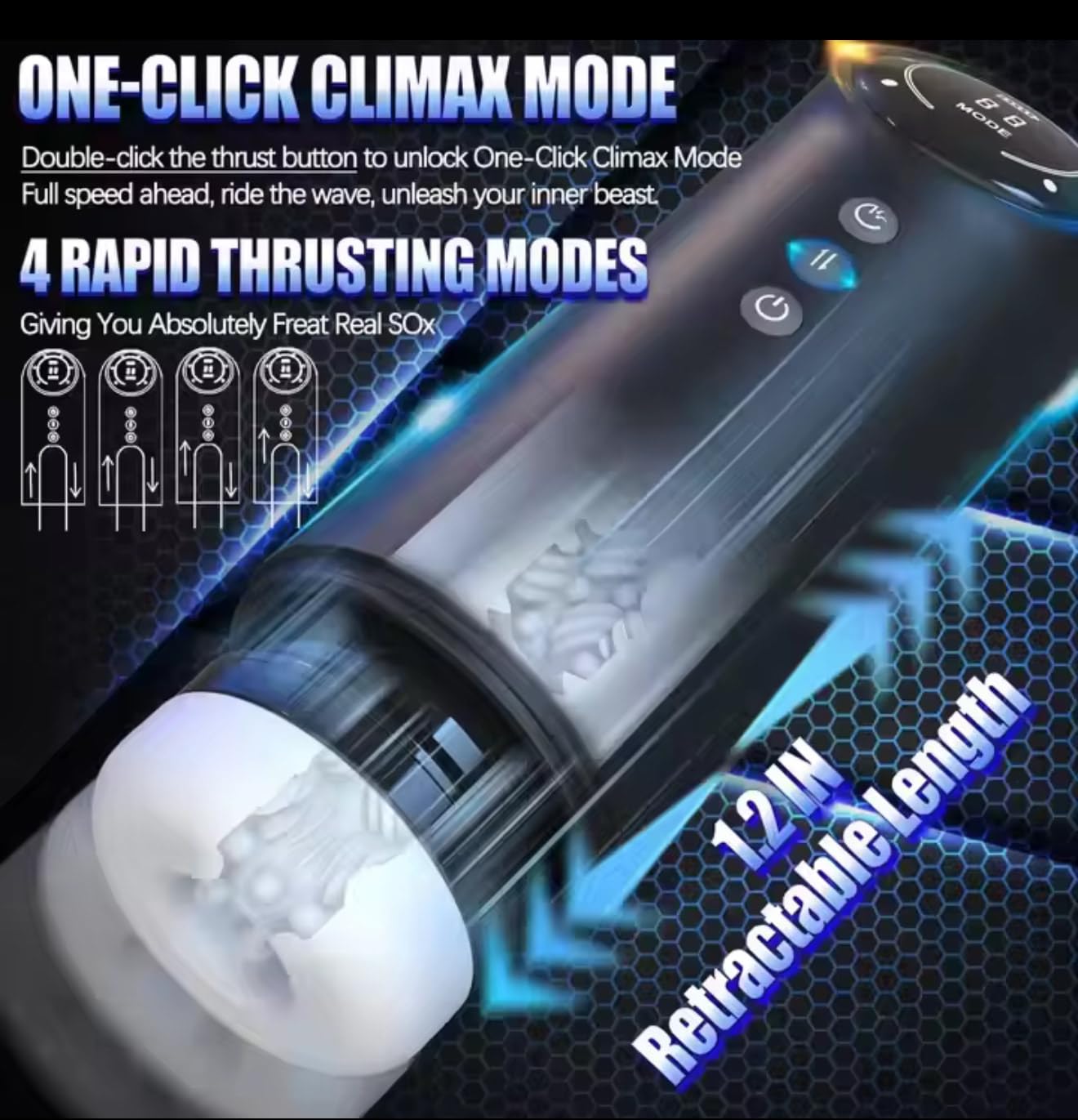 Mr. James™ Electric Masturbation Cup for Men – 10 Vibration & 4 Suction Modes, Thrusting, Moaning, Heating Base – Auto Stroker for Intense Male Pleasure
