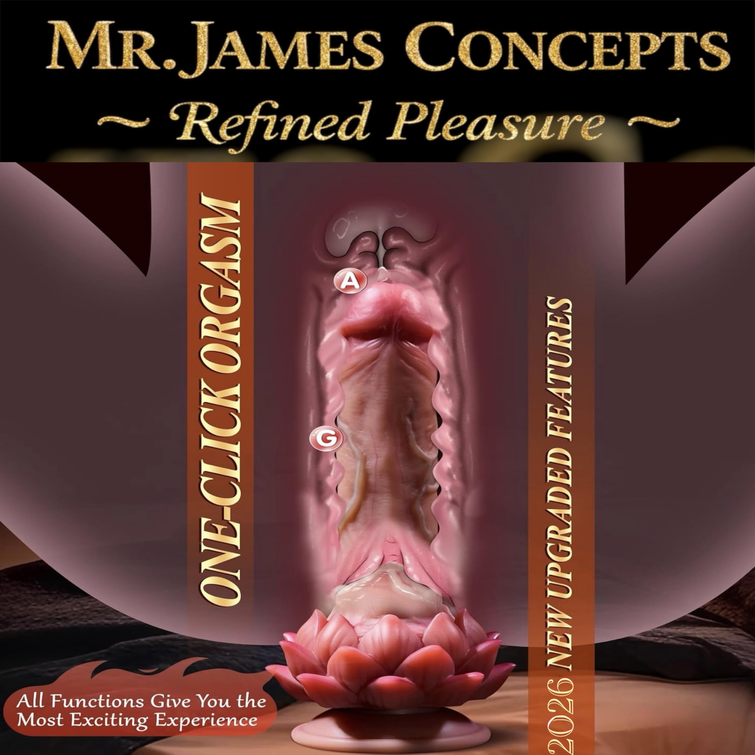 Mr James Concepts® Lotus Tongue Pro – Wireless Remote Control Heated Vibrator, Dual Tongue Stimulation, Telescopic Motion, 100% Waterproof, Premium Silicone Design