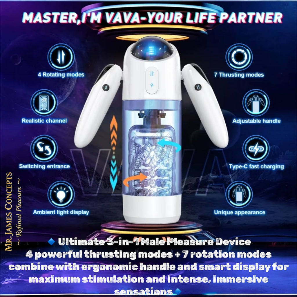Mr. James™ Thrust & Rotate – Next-Gen Automatic Male Masturbator | Dual Entrance | USB-C Rechargeable | 7 LED Modes