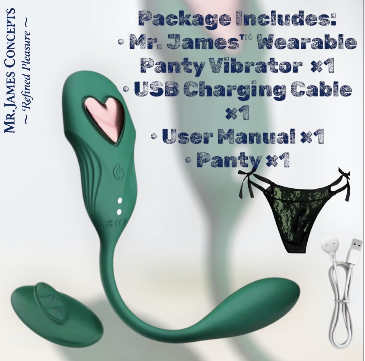 Mr. James™ Wearable Panty Vibrator – App Controlled Dual Stimulator, Clit + G-Spot/Anal, Magnetic Fit, Rechargeable, Waterproof, Couples Remote Sex Toy – Pleasure Refined