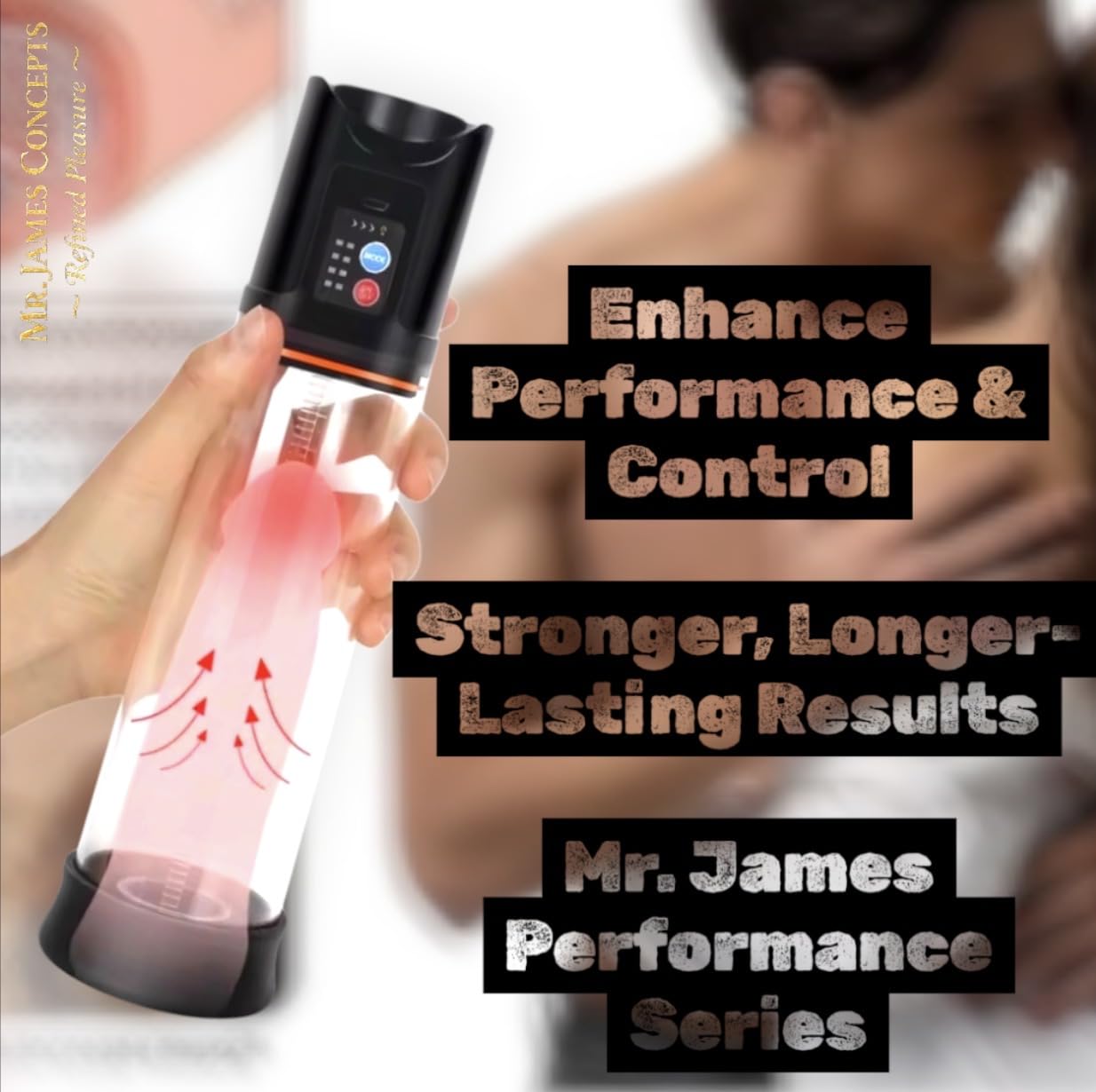 Mr. James Concepts Electric Penis Pump & Masturbation Trainer – Automatic Vacuum Enhancer with 4 Suction Modes, 2 Rubber Rings, Stronger Erections & Stamina Booster – Waterproof Silicone Cup (Black)
