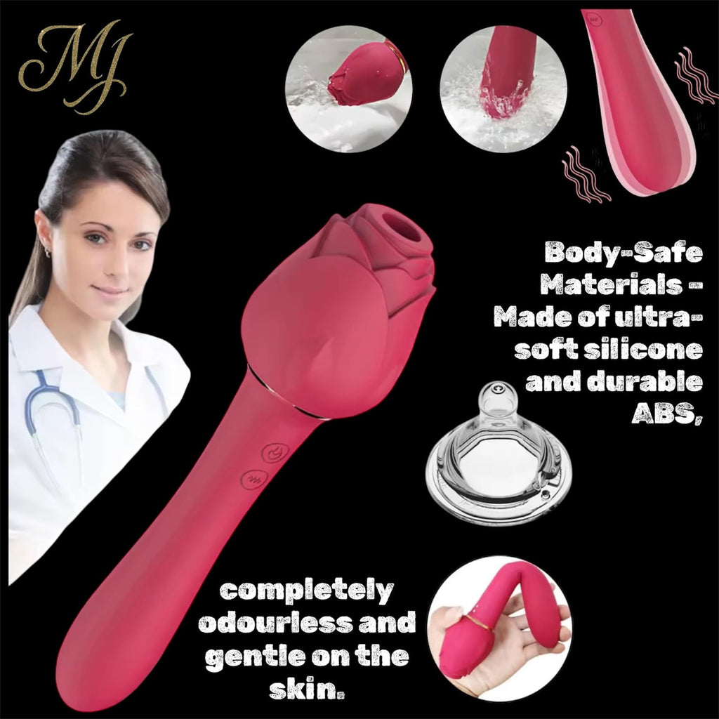 Mr. James Rośe Vibrator for Women – 10 Vibration Modes, Clitoral & G-Spot Stimulation, Tongue-Like Suction, USB Rechargeable, IPX7 Waterproof – Elegant Spa-Style Silicone Massager