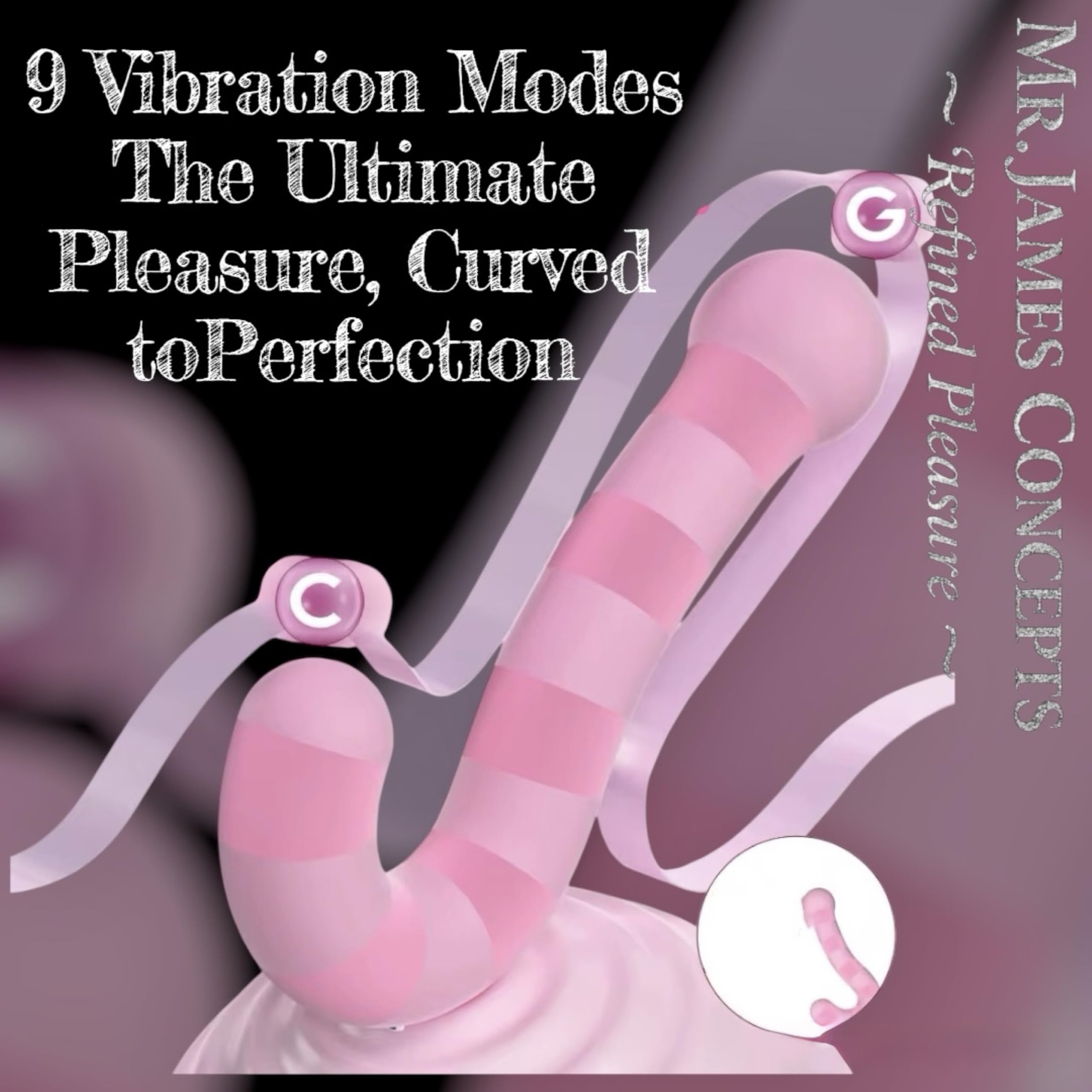 Mr James Concepts RoseCurve™ Smart App-Controlled Vibrator – Luxury Curved Dual Stimulation Massager, 9 Vibration Modes, Whisper-Quiet, USB Rechargeable, Waterproof Design