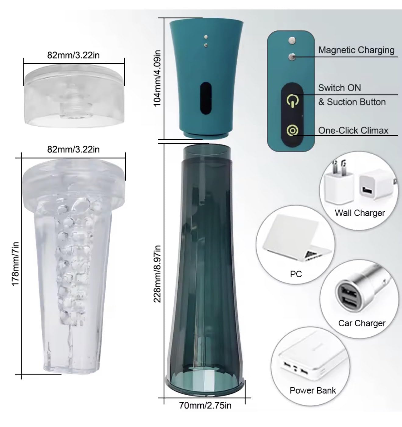 Mr. James Concepts — Refined Pleasure | Electric 2-in-1 Penis Pump & Vibrating Masturbator, 3 Suction Modes, TPE Sleeve, Magnetic Recharge,Daily-Use, Male Trainer & Vacuum Penis Enlargement Device