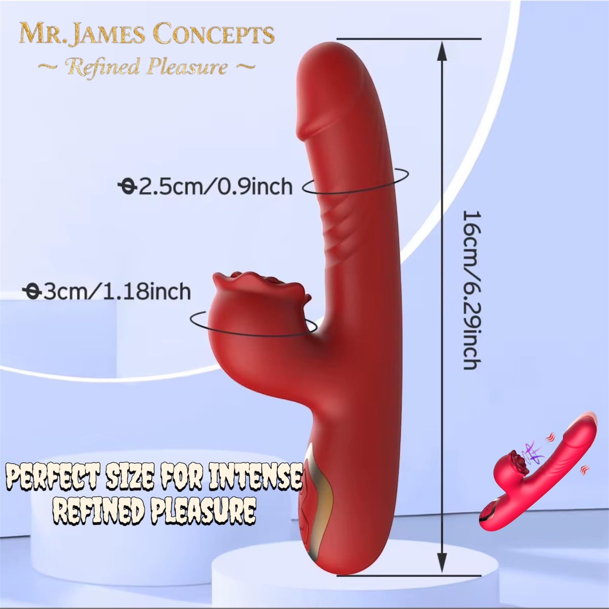 Mr. James 2-in-1 Rose Clitoral Vibrator – 9 Suction Modes, 3×7 Vibration Patterns, USB Rechargeable, Waterproof Silicone, G-Spot Toy – Pleasure Refined
