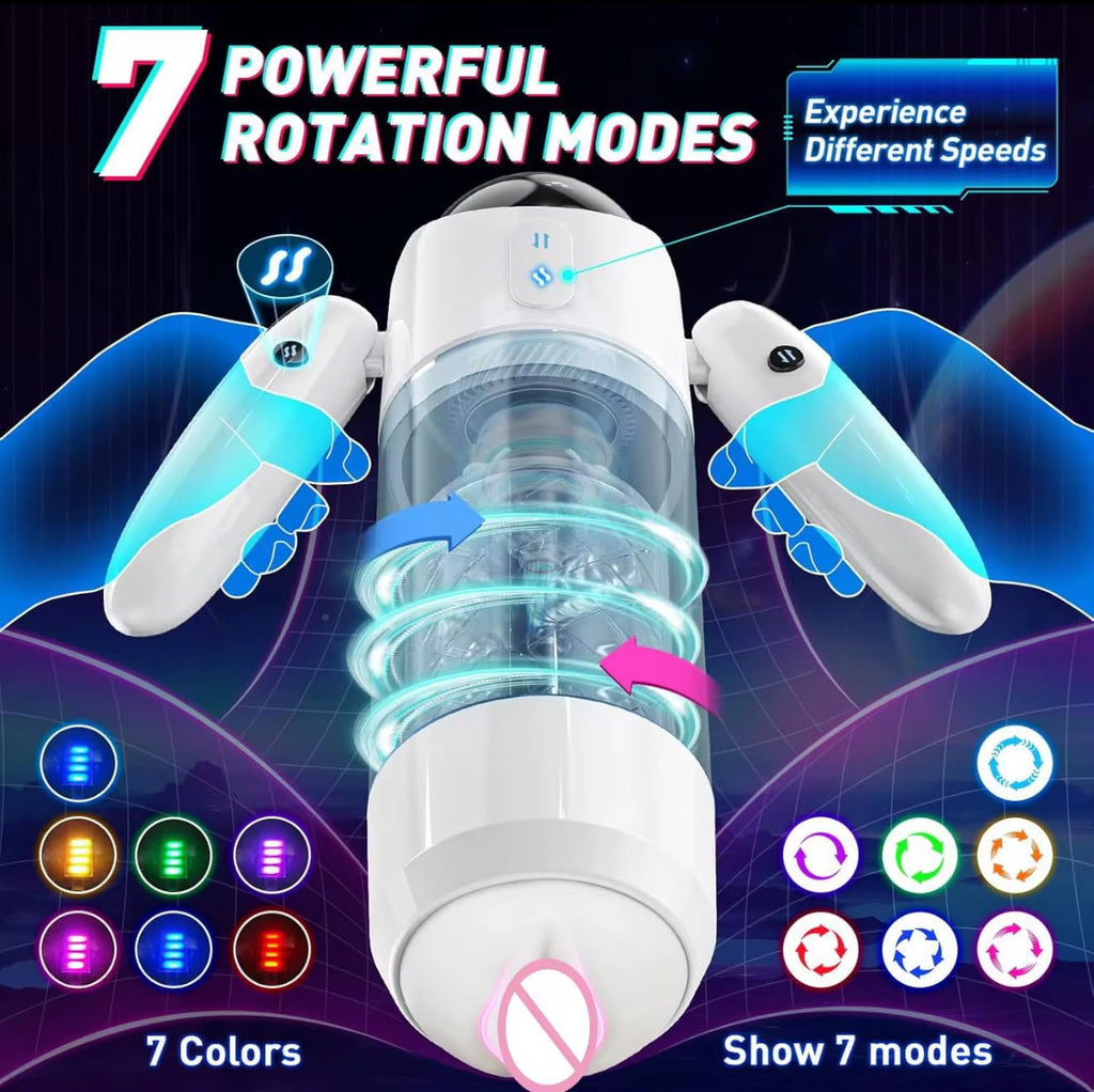 Mr. James™ Thrust & Rotate – Next-Gen Automatic Male Masturbator | Dual Entrance | USB-C Rechargeable | 7 LED Modes