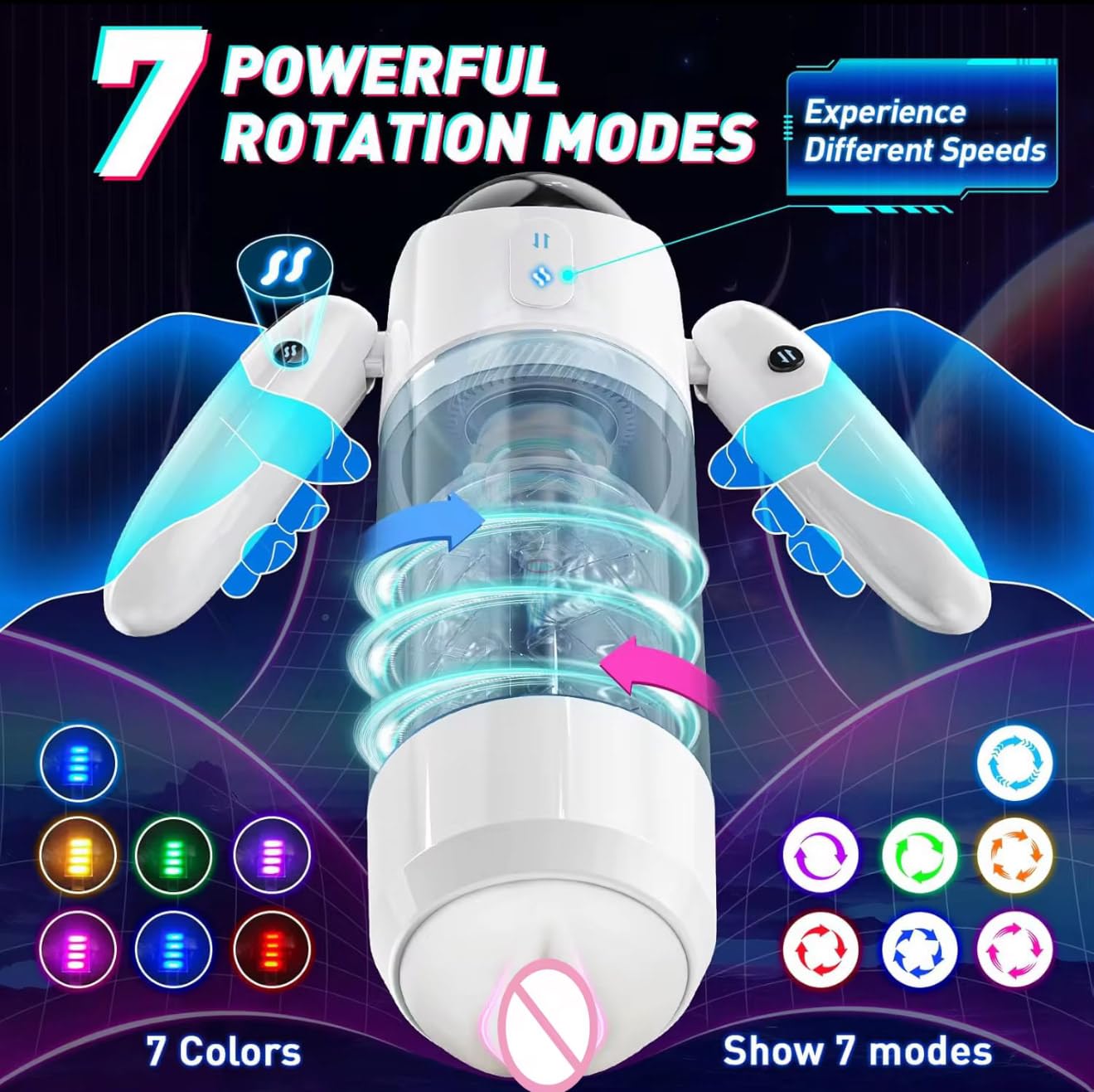 Mr. James™ Thrust & Rotate – Next-Gen Automatic Male Masturbator | Dual Entrance | USB-C Rechargeable | 7 LED Modes