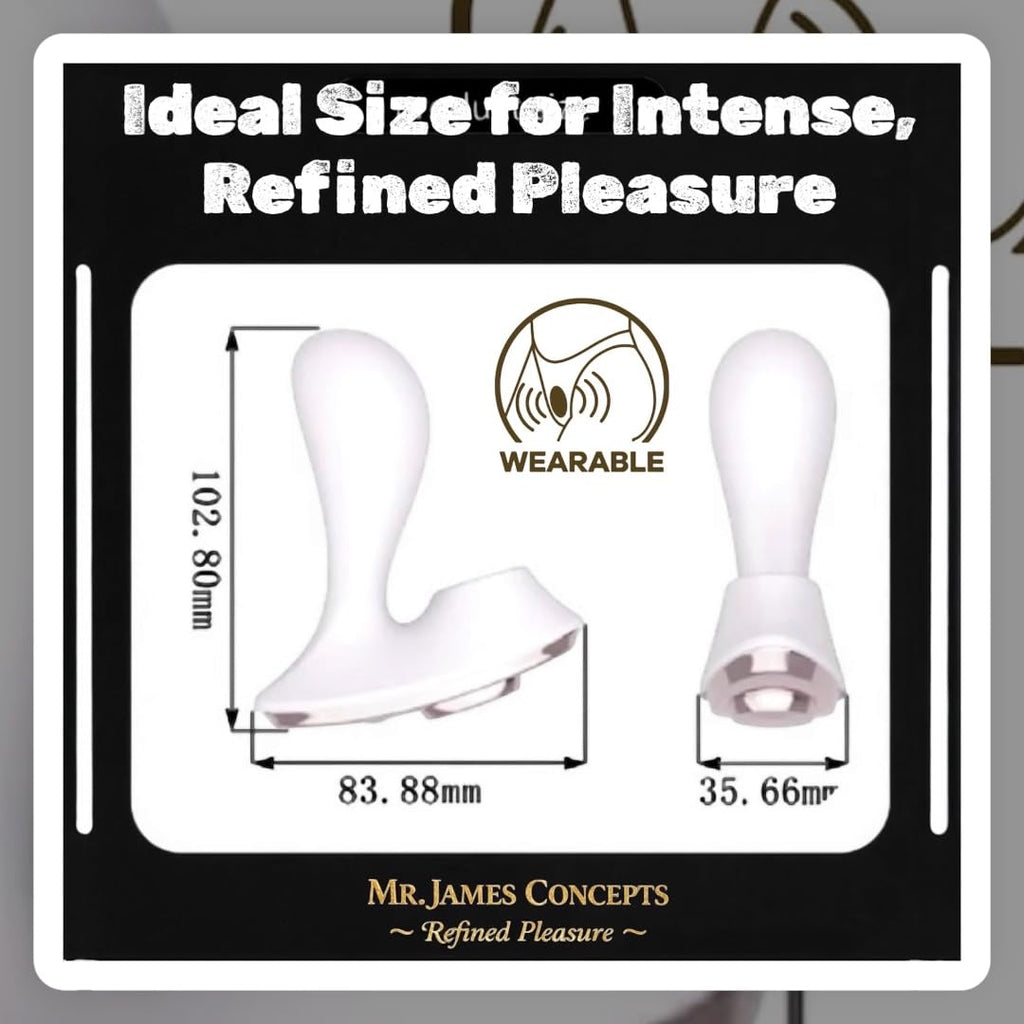 Mr James Concepts White Pearl Wearable Vibrator – Dual Head Clitoral & G-Spot Stimulator, 10 Vibration Modes + 5 Flapping Modes, Magnetic Charging, ABS&Silicone, Ultra Quiet, Premium Intimate Massager