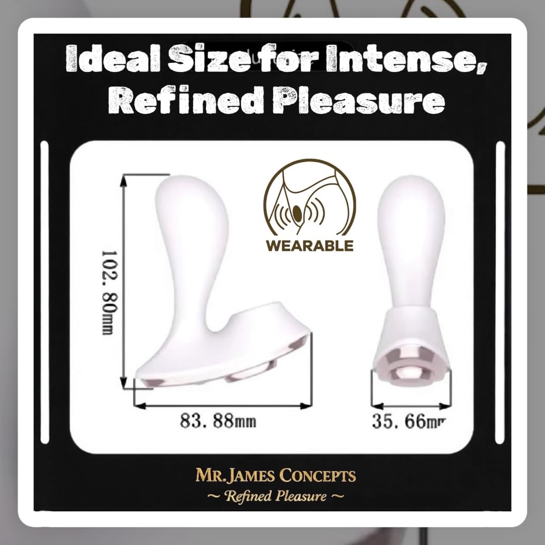 Mr James Concepts White Pearl Wearable Vibrator – Dual Head Clitoral & G-Spot Stimulator, 10 Vibration Modes + 5 Flapping Modes, Magnetic Charging, ABS&Silicone, Ultra Quiet, Premium Intimate Massager