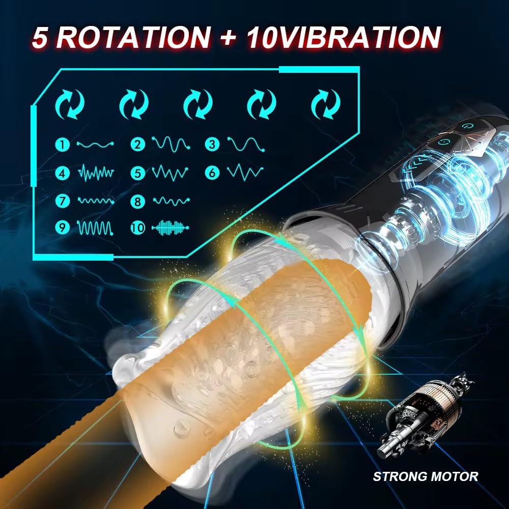 Mr. James™ Intelligent Telescopic Rotating Male Masturbator Cup – Automatic Suction & Vibration, Reusable TPE Sleeve, Adult Pleasure Device for Men
