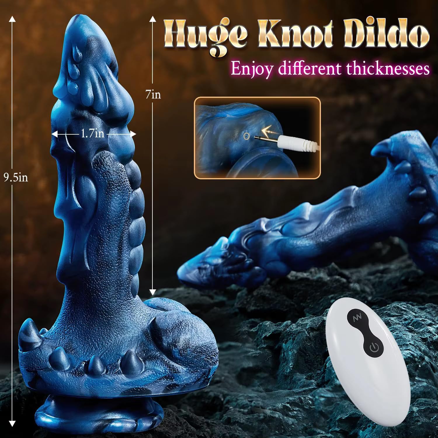 Mr James™ 9.5” 5-in-1 Fantasy Telescopic Monster Dildo – Thrusting, Rotating & Heating Dragon Knot Vibrator for Women and Men | 8 Thrusting, 8 Vibrating Modes | Strong Suction Cup | Remote Control