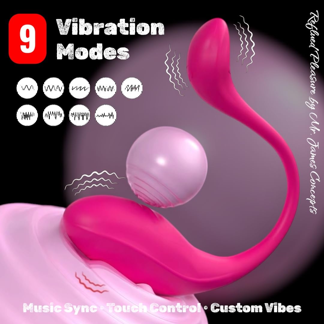 Mr. James Concepts Luxury App-Controlled Clitoral Vibrator for Couples, Wearable Bluetooth Egg, Quiet Discreet Panty Vibrator, Waterproof, USB Rechargeable, iOS & Android