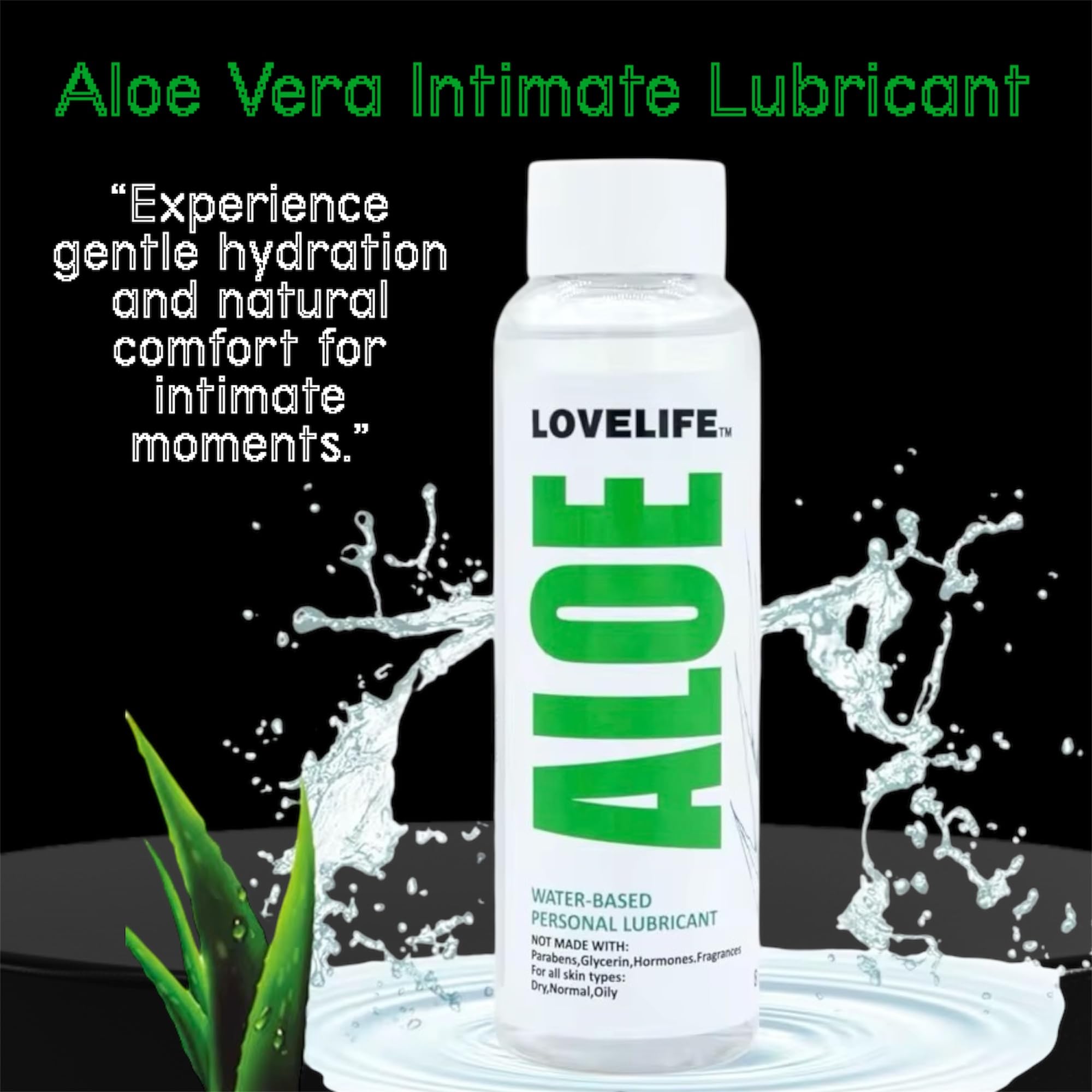 Aloe Vera Intimate Lubricant 240ml – Natural Water Based Personal Lube for Sensitive Skin, Long Lasting Smooth Glide, Paraben Free, Condom Safe
