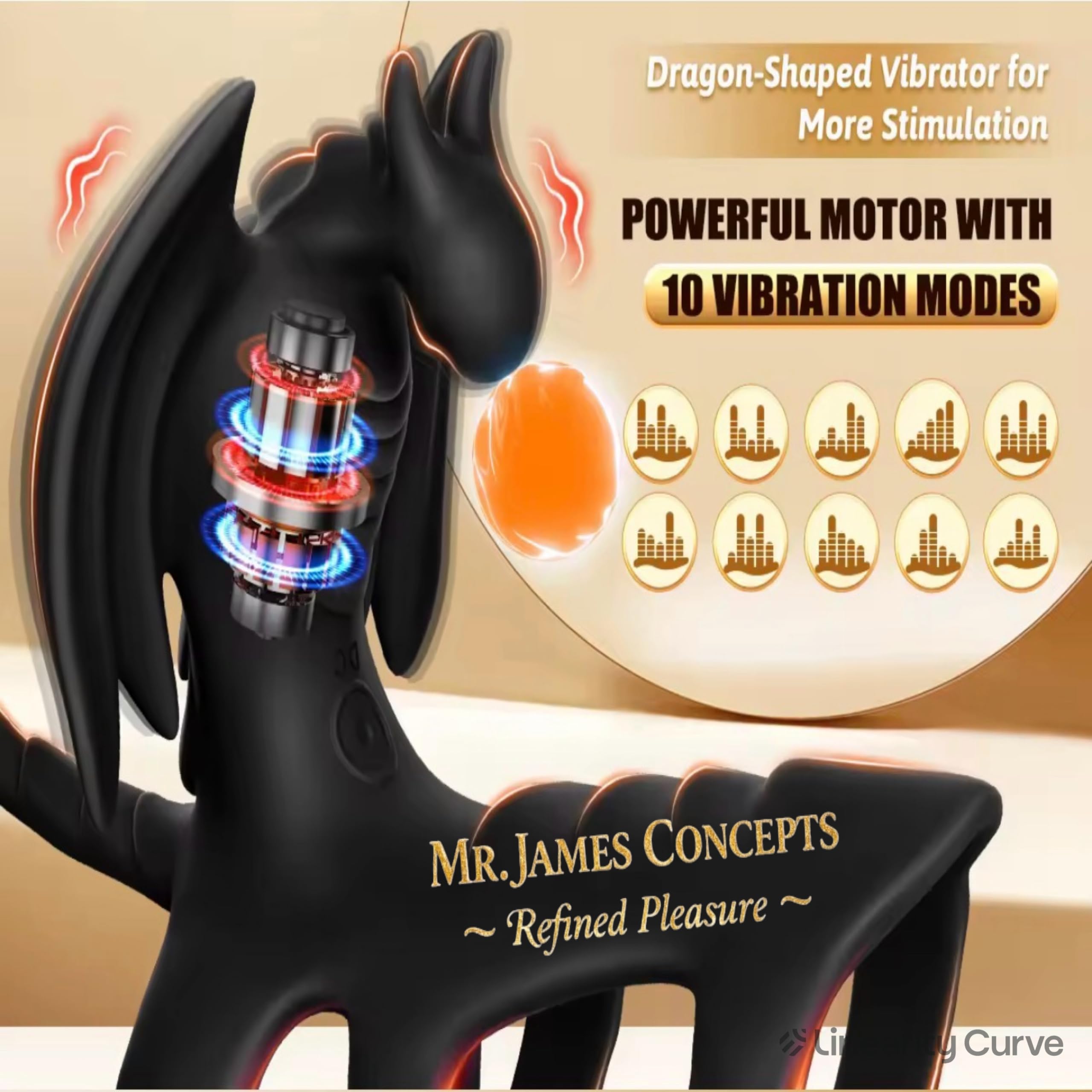 Mr James Locking Ring Men’s Vibration – Wireless Remote Control Adult Toy, Dragon-Shaped Stimulator, 10 Powerful Vibration Modes, Physical Endurance Enhancer for Couples