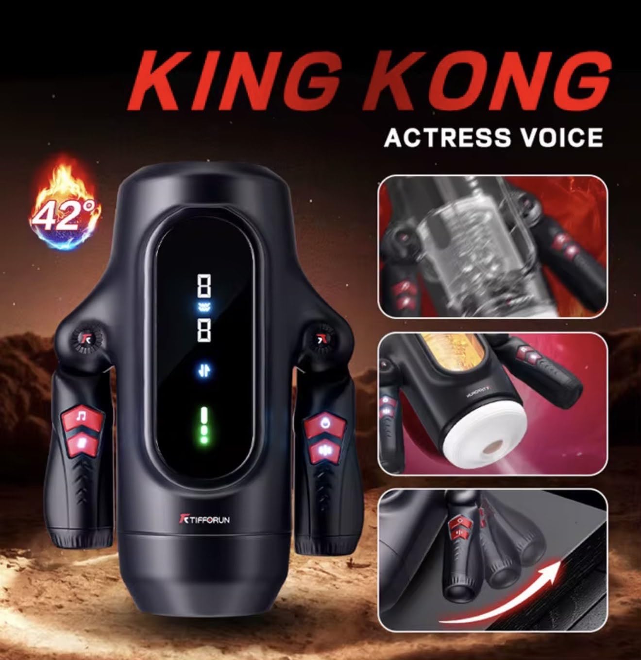 Mr. James Concepts King K – Premium Fully Automatic Telescopic Male Masturbation Device with Heating, Actress Voice & LCD Display | 10-Speed USB Rechargeable Penis Massage Machine for Men