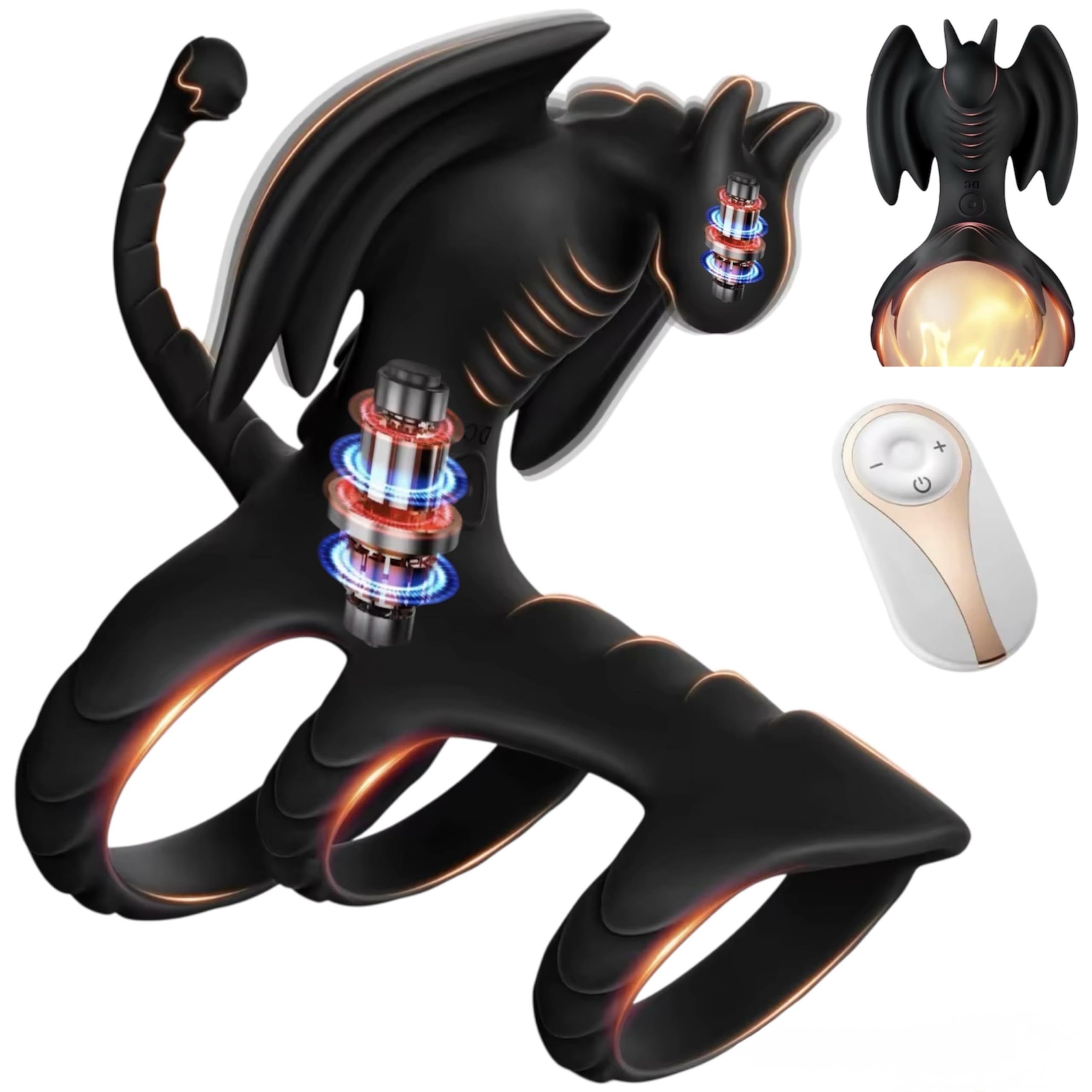 Mr James Locking Ring Men’s Vibration – Wireless Remote Control Adult Toy, Dragon-Shaped Stimulator, 10 Powerful Vibration Modes, Physical Endurance Enhancer for Couples