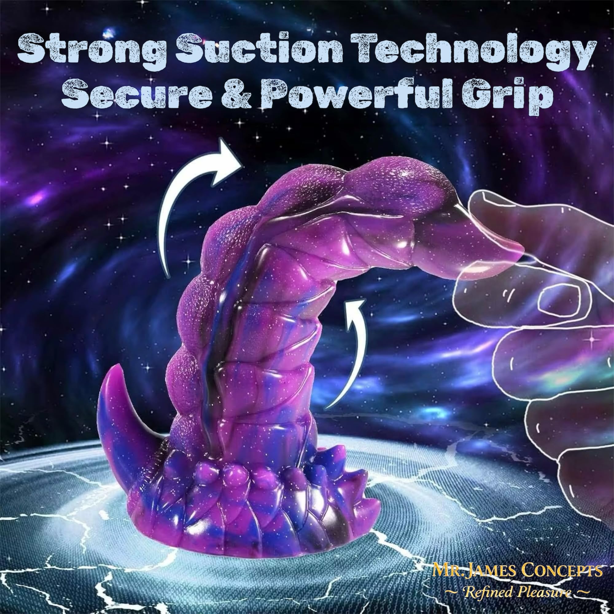 Mr. James Concepts Alien Monster Thrusting & Vibrating Dildo with Remote Control – 7 Thrusting Modes, 10 Vibrations, 42°C Heating, Fantasy Knot Design, Strong Suction Cup, Premium Silicone, Waterproof