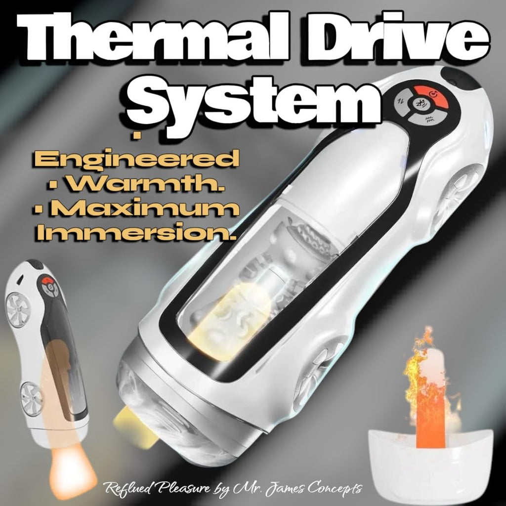 MR JAMES AURORA V12 HyperDrive™ Smart Male Masturbator – App Bluetooth Control, 9 Thrusting & 9 Vibration Modes, Heating Function, Interactive Voice & Music Sync, 3D Textured Sleeve, USB-C Rechargeabl