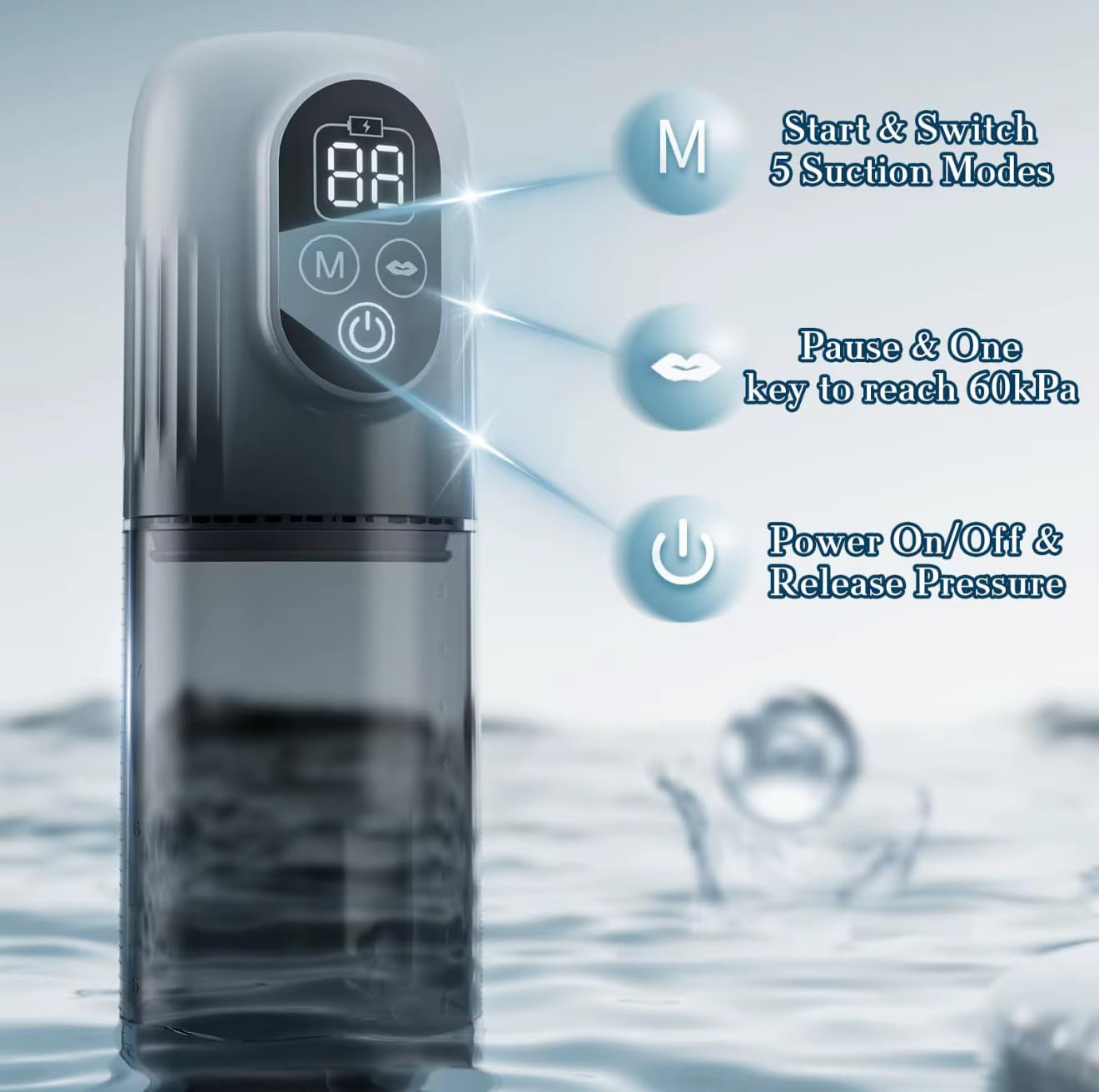 Mr. James® 6-in-1 Electric Penis Vacuum Pump – LED Display, 6 Training & 5 Suction Modes, Waterproof Male Enlarger with Cock Ring & Aircraft Cup – Pleasure Refined