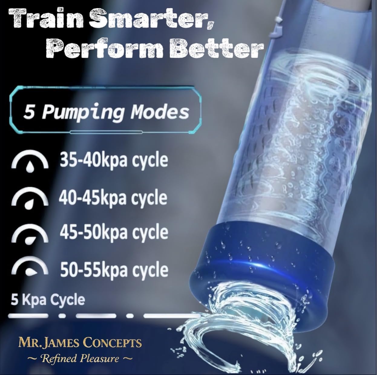 Mr. James Concepts Electric Penis Pump – Automatic Vacuum Enlarger & Male Masturbator | 5 Suction Modes, LCD Touch Display, Pocket Pussy Sleeve, USB Rechargeable, IPX7 Waterproof