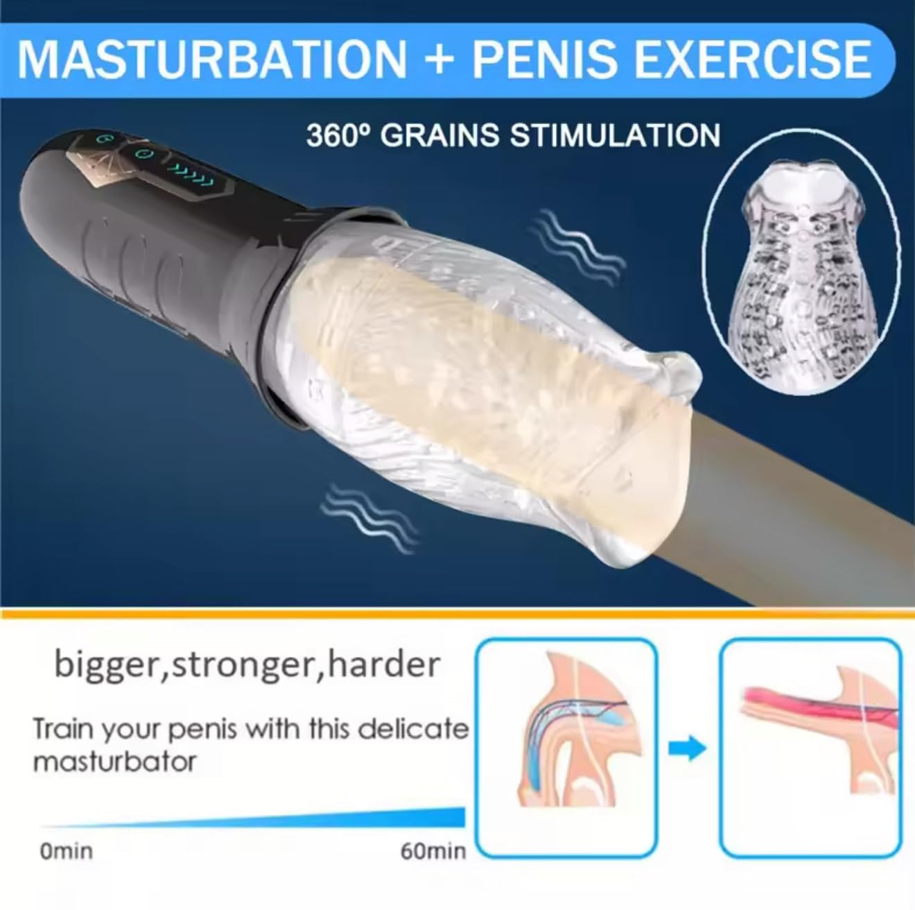 Mr. James™ Intelligent Telescopic Rotating Male Masturbator Cup – Automatic Suction & Vibration, Reusable TPE Sleeve, Adult Pleasure Device for Men