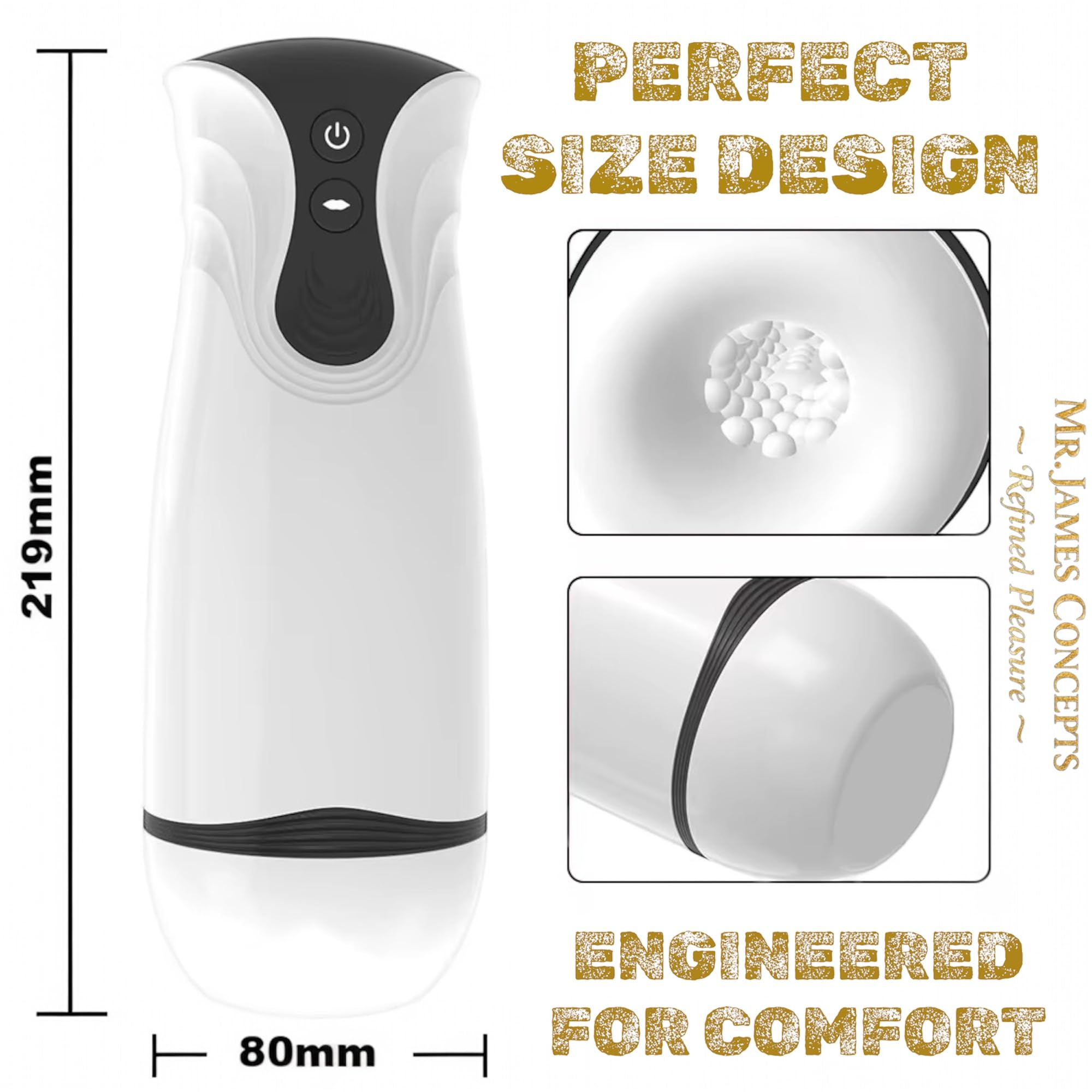 Mr. James™ Automatic Suction Masturbator Cup – 12 Suction & Vibration Modes, Heating, Hands-Free Deep Throat Blowjob Simulator, USB Rechargeable, Skin-Friendly, Glans Training Toy