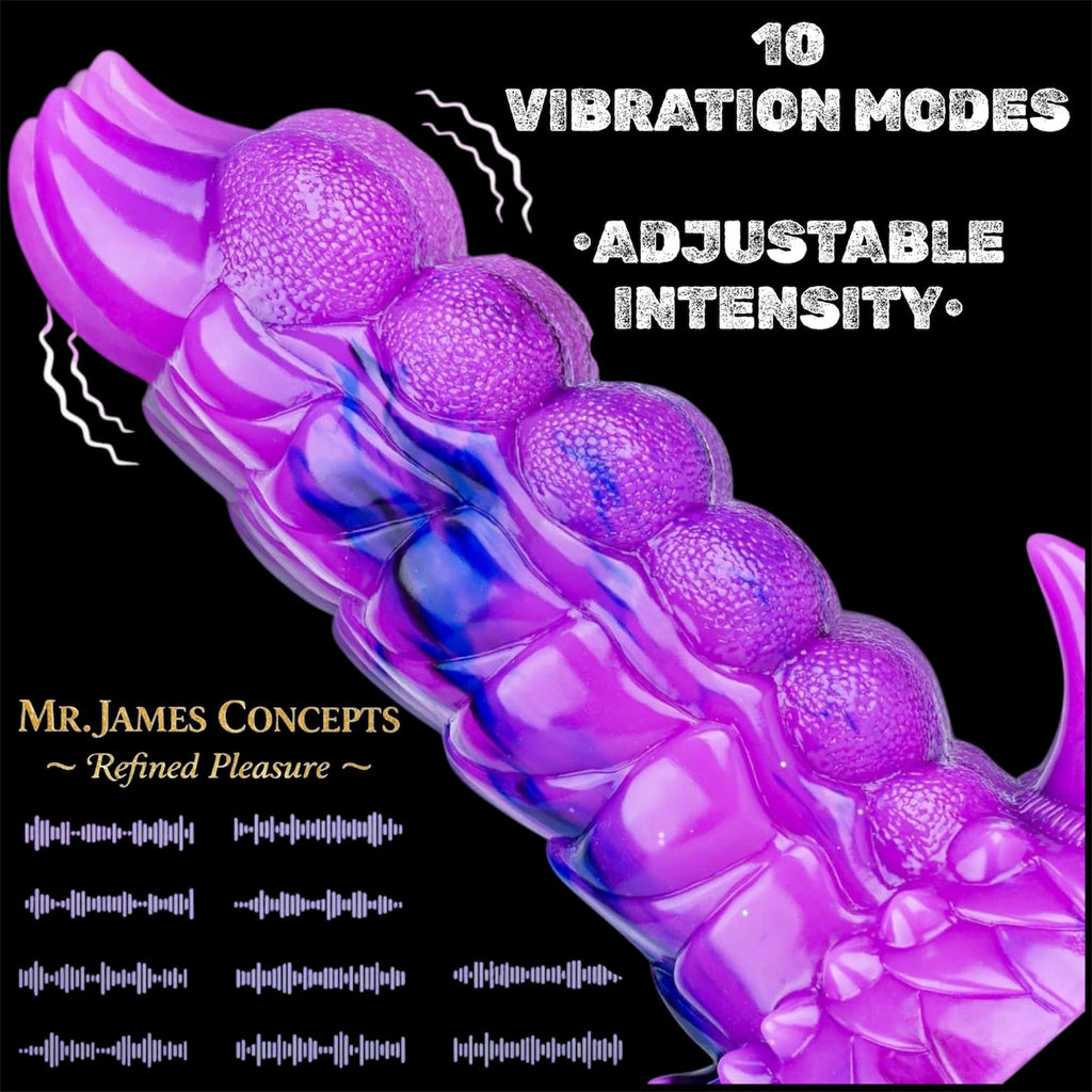 Mr. James Concepts Alien Monster Thrusting & Vibrating Dildo with Remote Control – 7 Thrusting Modes, 10 Vibrations, 42°C Heating, Fantasy Knot Design, Strong Suction Cup, Premium Silicone, Waterproof