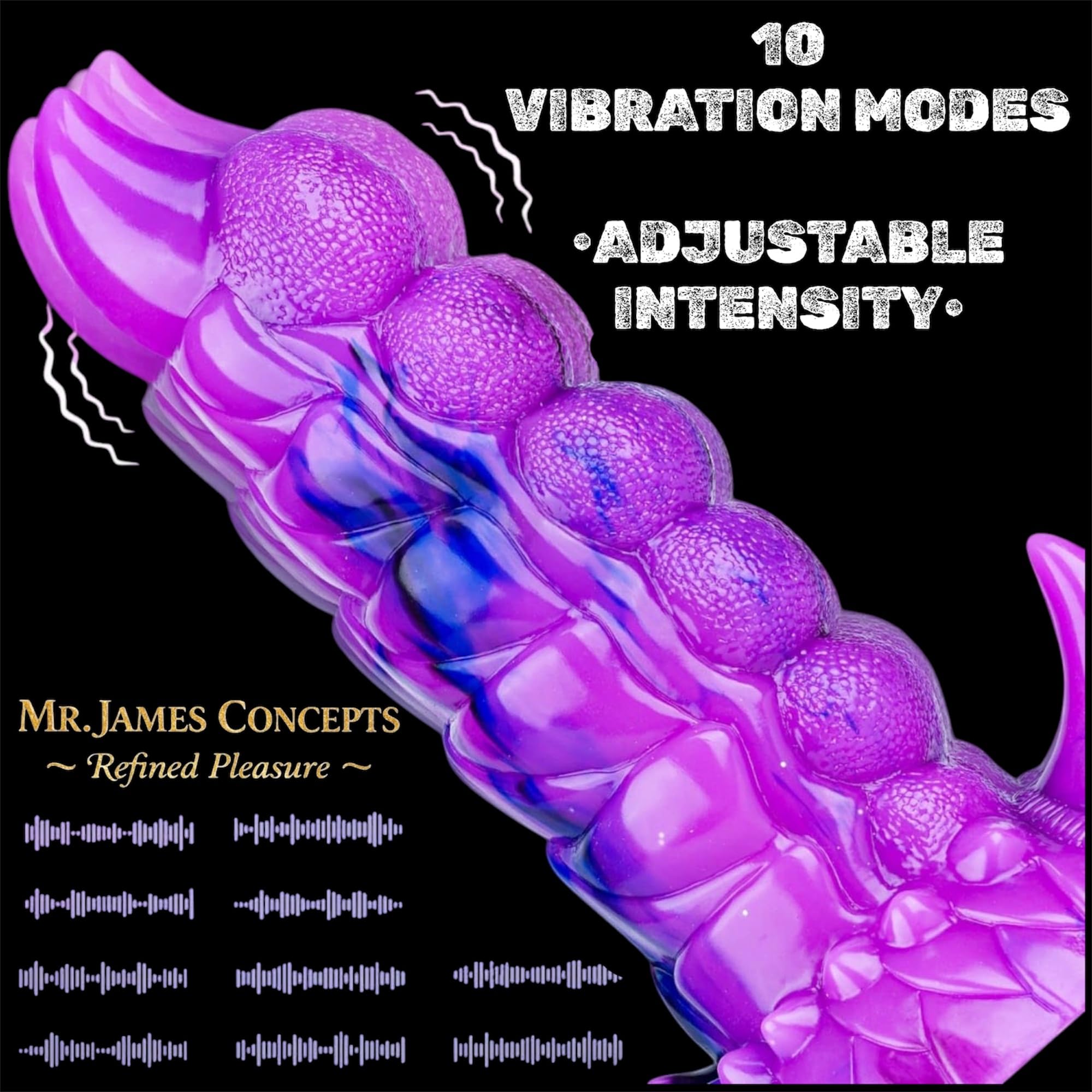 Mr. James Concepts Alien Monster Thrusting & Vibrating Dildo with Remote Control – 7 Thrusting Modes, 10 Vibrations, 42°C Heating, Fantasy Knot Design, Strong Suction Cup, Premium Silicone, Waterproof