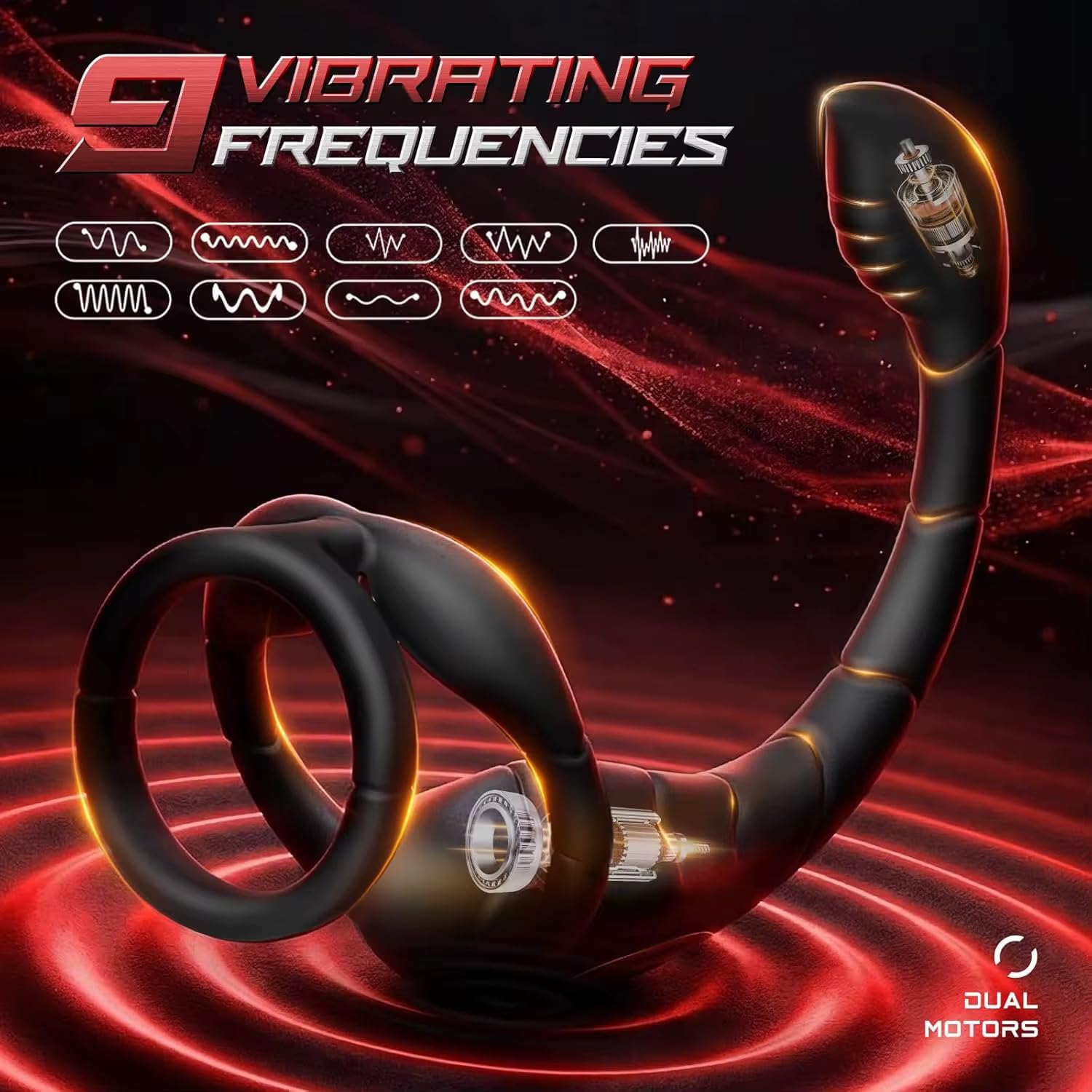 Mr. James Concepts APP & Wireless Remote Control Dual Stimulation Massager with Ring for Couples – 10 Vibration Modes, Magnetic USB Charging, Soft Silicone, Ergonomic Fit – Black