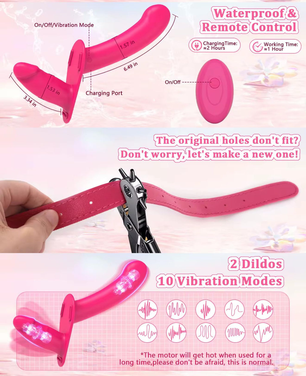 Mr. James™ Unisex Remote Control wearable device with 2 wand massagers – USB Rechargeable, 10 Vibration Modes, Adjustable Harness, Waterproof – for Couples & Solo