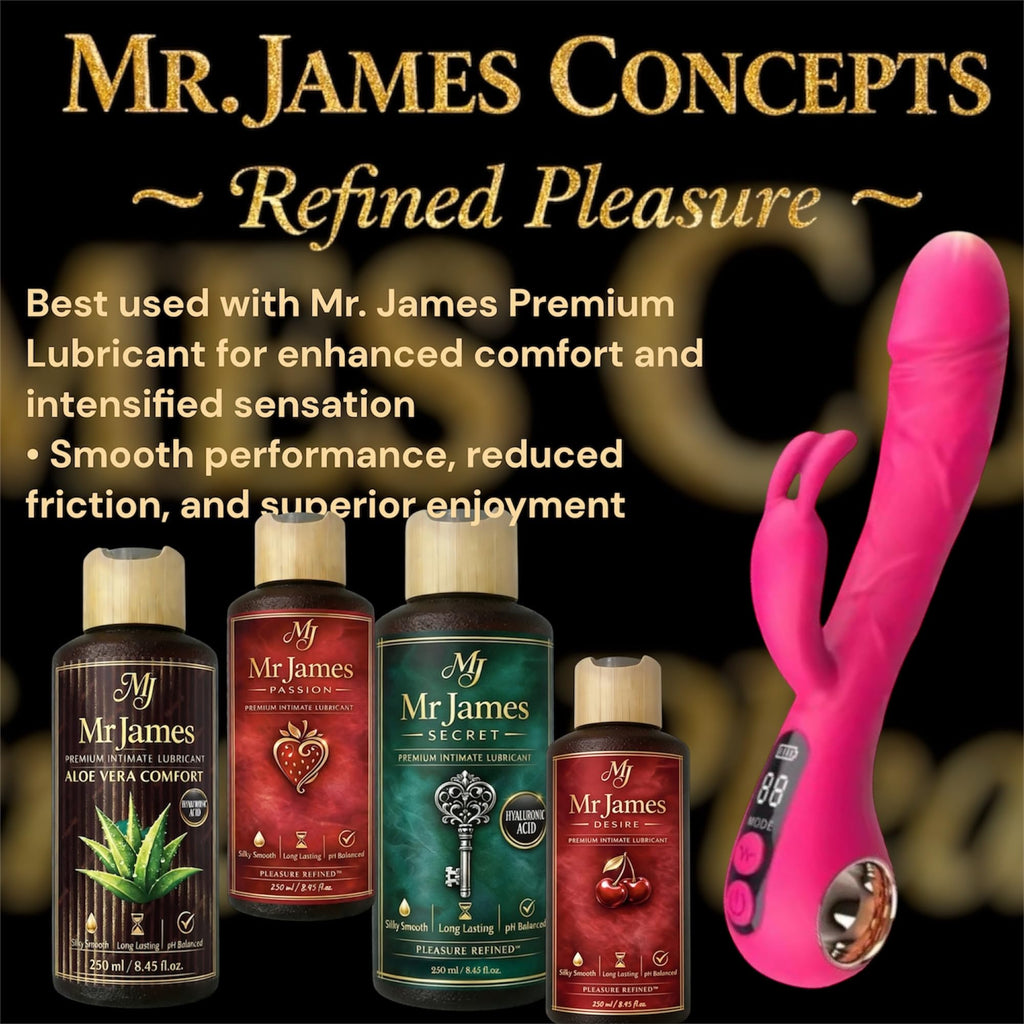 Mr. James Dual Stimulation Rabbit Vibrator – 9 Vibration Modes, LCD Display, G-Spot & Clitoral Stimulator, USB Rechargeable, IPX7 Waterproof – Pleasure Refined