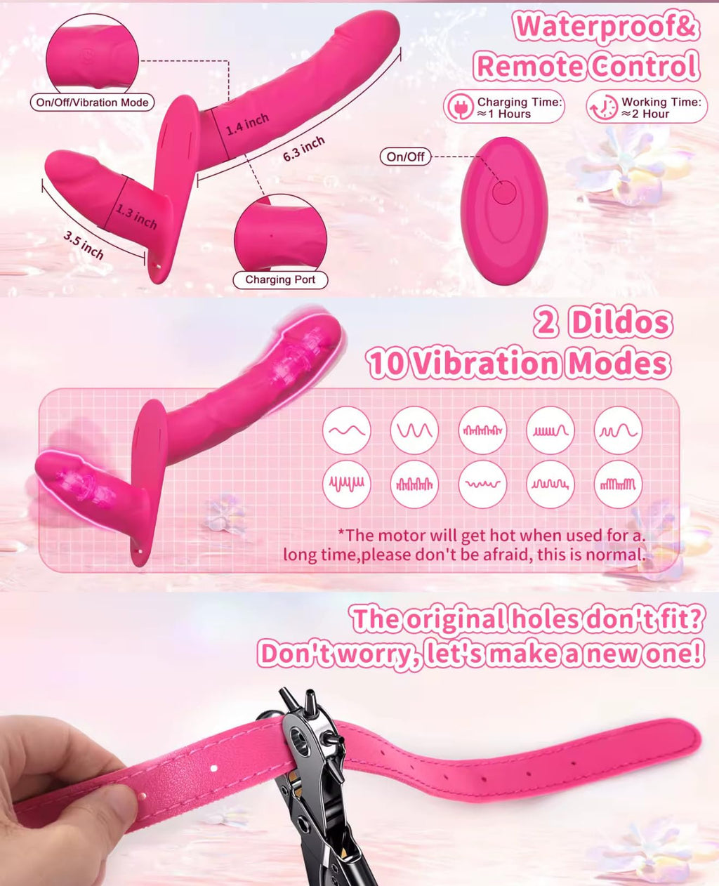 Mr. James™ Unisex Remote Control wearable device with 2 wand massagers – USB Rechargeable, 10 Vibration Modes, Adjustable Harness, Waterproof – for Couples & Solo