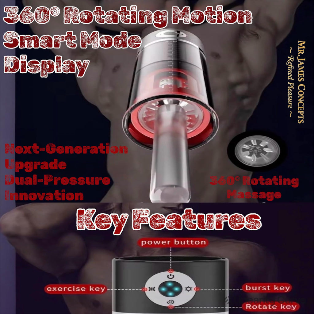 Mr. James Concepts ARS – Automatic Penis Enlargement Pump with 5 Suction & 5 Vibration Modes | Premium Male Masturbator Pocket Pussy Sex Toy, USB Rechargeable, Quiet Design, Silicone + ABS