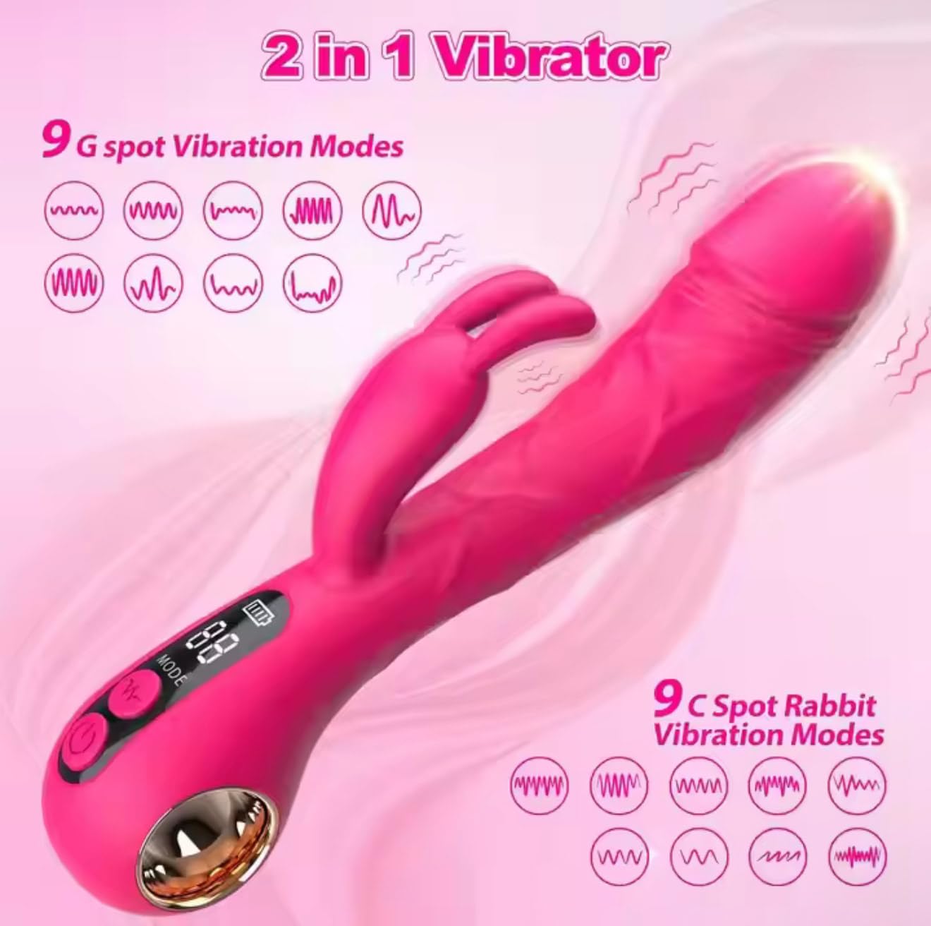 Mr. James Dual Stimulation Rabbit Vibrator – 9 Vibration Modes, LCD Display, G-Spot & Clitoral Stimulator, USB Rechargeable, IPX7 Waterproof – Pleasure Refined