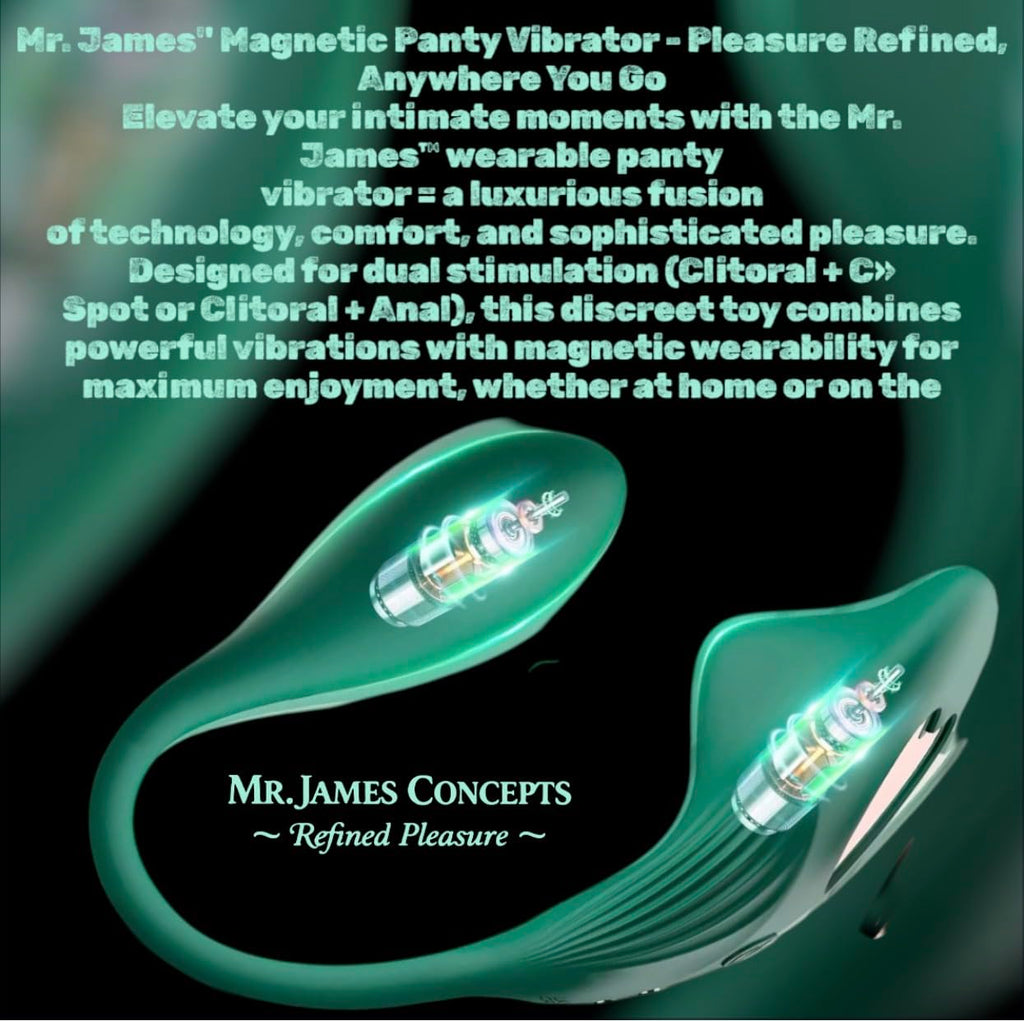 Mr. James™ Wearable Panty Vibrator – App Controlled Dual Stimulator, Clit + G-Spot/Anal, Magnetic Fit, Rechargeable, Waterproof, Couples Remote Sex Toy – Pleasure Refined
